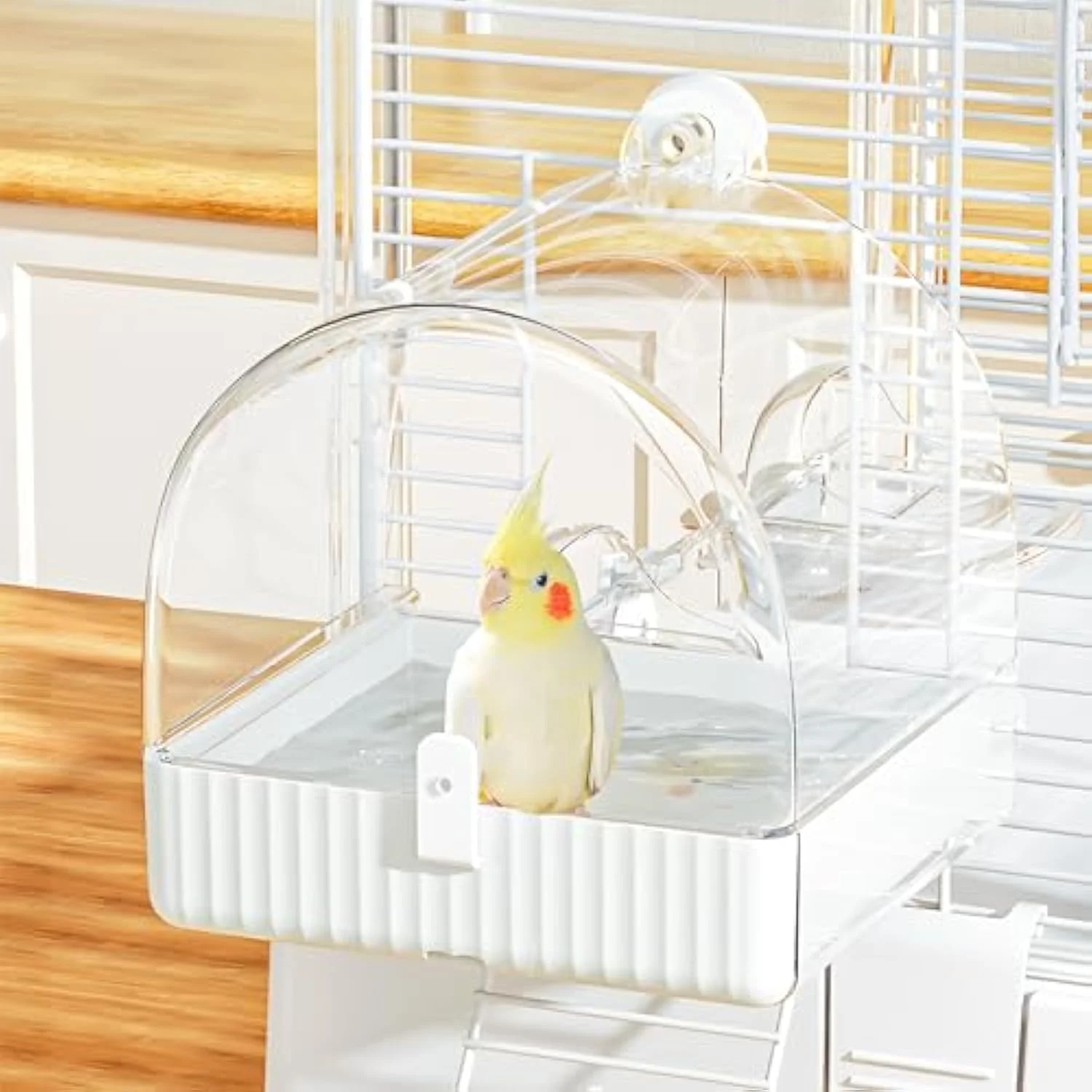 حمام آویز پرنده برای قفس، جعبه حمام پرنده، 3 در 1 چند منظوره حمام/کاسه/خانه پرنده، وان حمام قفسی طوطی، لوازم جانبی قفس پرنده، سینی نگهدارنده غذای دوش آب طوطی حمام آویز پرنده برای قفس، جعبه حمام پرنده، 3 در 1 چند منظوره حمام/کاسه/خانه پرنده، وان حمام قفسی طوطی، لوازم جانبی قفس پرنده، سینی نگهدارنده غذای دوش آب طوطی