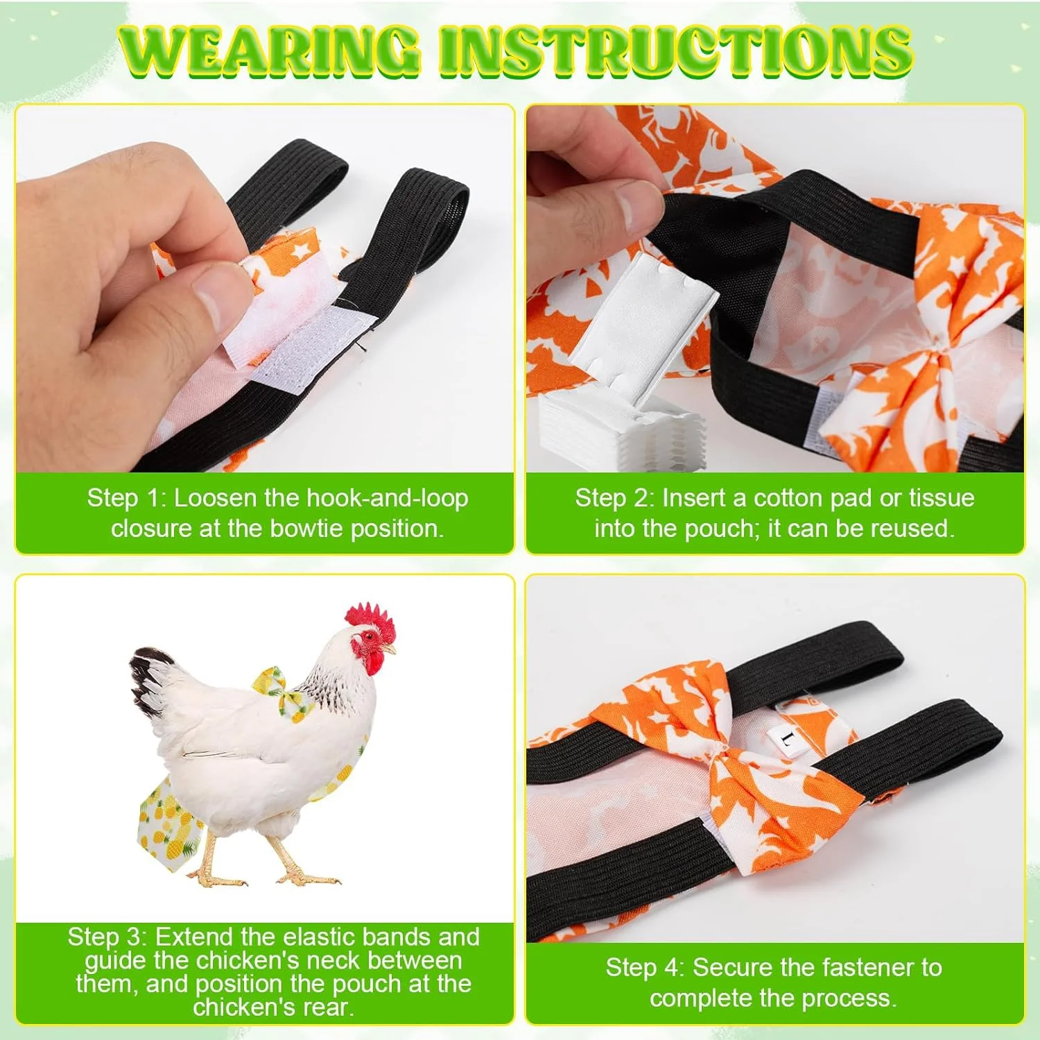 پوشک مرغ 6 عددی GoiaPvb برای مرغ ها، پوشک جوجه اردک قابل استفاده مجدد، پوشک حیوانات خانگی ضد آب قابل شستشو با پاپیون برای طیور (L) پوشک مرغ 6 عددی GoiaPvb برای مرغ ها، پوشک جوجه اردک قابل استفاده مجدد، پوشک حیوانات خانگی ضد آب قابل شستشو با پاپیون برای طیور (L)