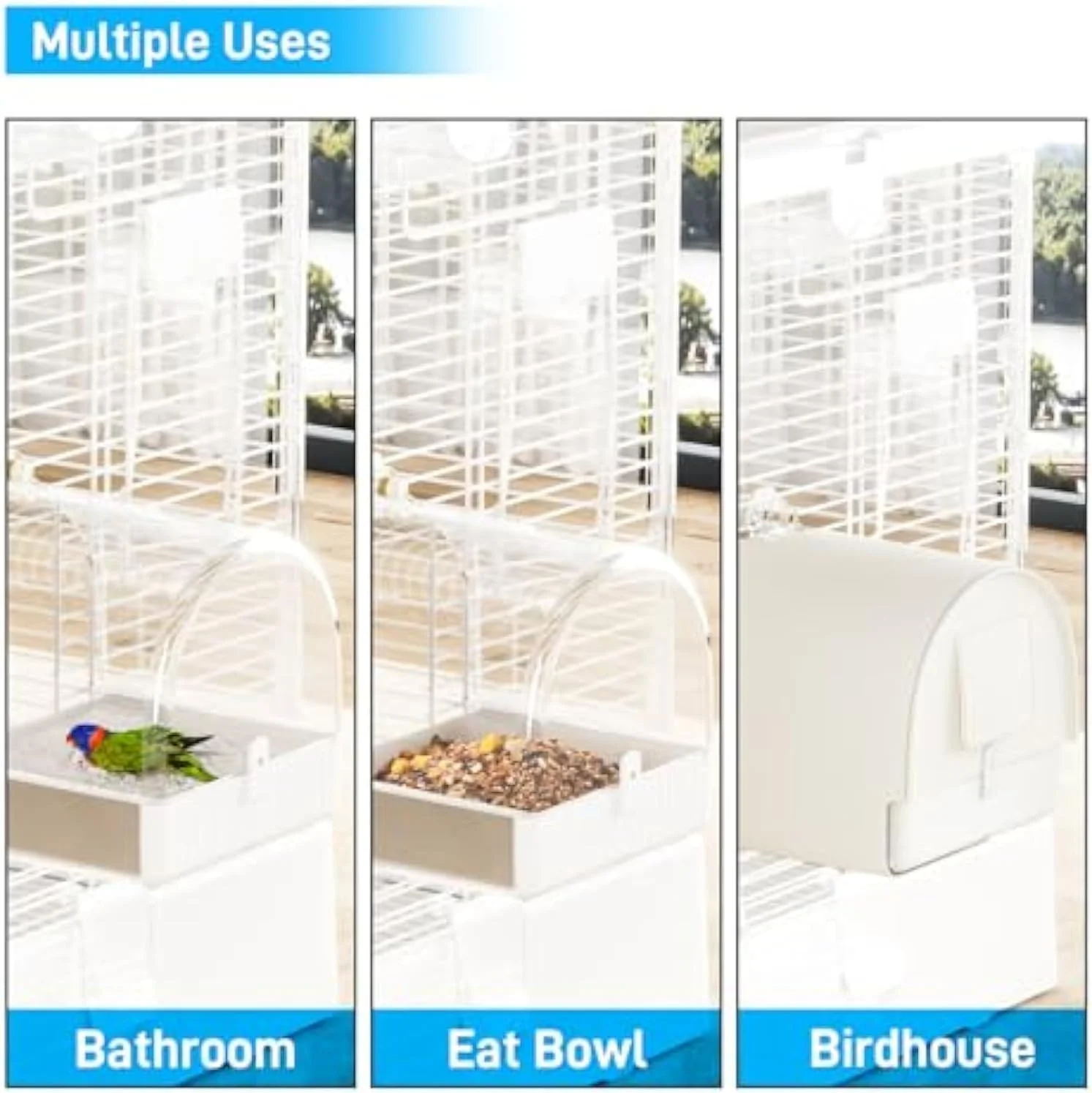 حمام آویز پرنده برای قفس، جعبه حمام پرنده، 3 در 1 چند منظوره حمام/کاسه/خانه پرنده، وان حمام قفسی طوطی، لوازم جانبی قفس پرنده، سینی نگهدارنده غذای دوش آب طوطی حمام آویز پرنده برای قفس، جعبه حمام پرنده، 3 در 1 چند منظوره حمام/کاسه/خانه پرنده، وان حمام قفسی طوطی، لوازم جانبی قفس پرنده، سینی نگهدارنده غذای دوش آب طوطی