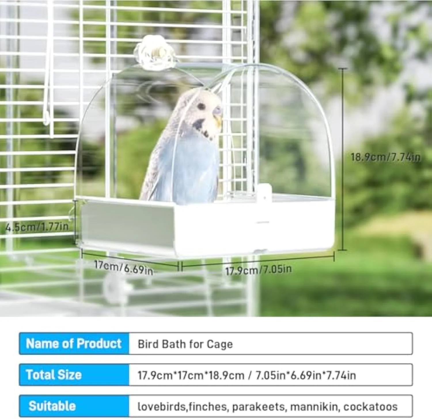 حمام آویز پرنده برای قفس، جعبه حمام پرنده، 3 در 1 چند منظوره حمام/کاسه/خانه پرنده، وان حمام قفسی طوطی، لوازم جانبی قفس پرنده، سینی نگهدارنده غذای دوش آب طوطی حمام آویز پرنده برای قفس، جعبه حمام پرنده، 3 در 1 چند منظوره حمام/کاسه/خانه پرنده، وان حمام قفسی طوطی، لوازم جانبی قفس پرنده، سینی نگهدارنده غذای دوش آب طوطی