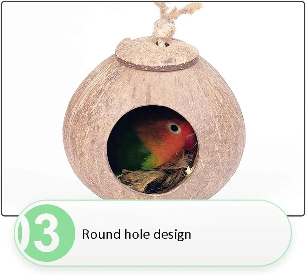 لانه پرنده پیاولینگ، لانه نارگیلی طبیعی، قفس پرورش طوطی و مرغ عشق، قفس آویز، خانه کوچک گرم و بادوام لانه پرنده پیاولینگ، لانه نارگیلی طبیعی، قفس پرورش طوطی و مرغ عشق، قفس آویز، خانه کوچک گرم و بادوام