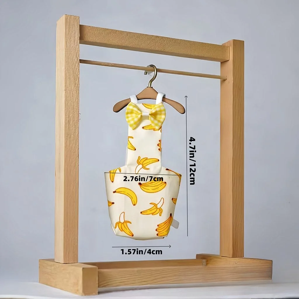 لباس طوطی ZIBUYU مدل 2 عددی، جامپر مرغ عشق، طرح پاپیون موز دوست داشتنی، لباس پرواز پرنده، طراحی بند الاستیک، سبک و راحت، قابل شستشو، سایز S