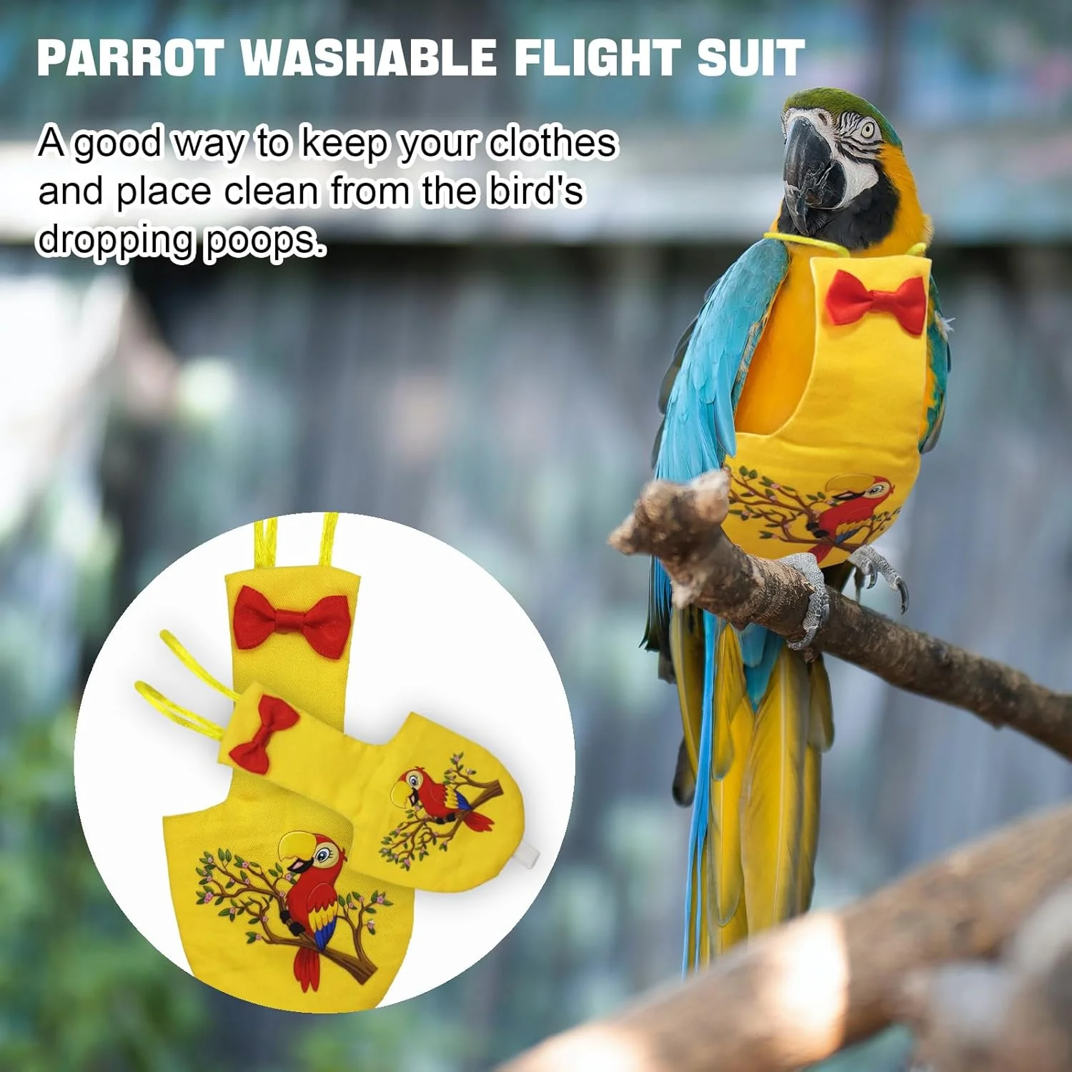 پوشک پرنده XQIGI، پوشک های قابل شستشو برای طوطی، لباس پرواز پرنده قابل استفاده مجدد، لباس محافظ تنفسی برای طوطی برزیلی، طوطی ماکائو، مرغ عشق، قناری، مرغ عشق، عروس هلندی (زرد، XL) پوشک پرنده XQIGI، پوشک های قابل شستشو برای طوطی، لباس پرواز پرنده قابل استفاده مجدد، لباس محافظ تنفسی برای طوطی برزیلی، طوطی ماکائو، مرغ عشق، قناری، مرغ عشق، عروس هلندی (زرد، XL)