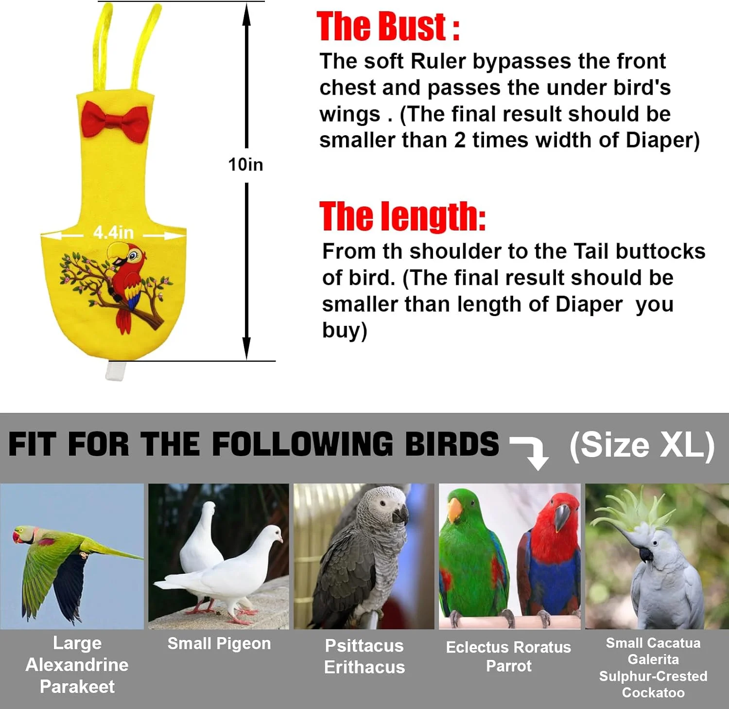 پوشک پرنده XQIGI، پوشک های قابل شستشو برای طوطی، لباس پرواز پرنده قابل استفاده مجدد، لباس محافظ تنفسی برای طوطی برزیلی، طوطی ماکائو، مرغ عشق، قناری، مرغ عشق، عروس هلندی (زرد، XL) پوشک پرنده XQIGI، پوشک های قابل شستشو برای طوطی، لباس پرواز پرنده قابل استفاده مجدد، لباس محافظ تنفسی برای طوطی برزیلی، طوطی ماکائو، مرغ عشق، قناری، مرغ عشق، عروس هلندی (زرد، XL)