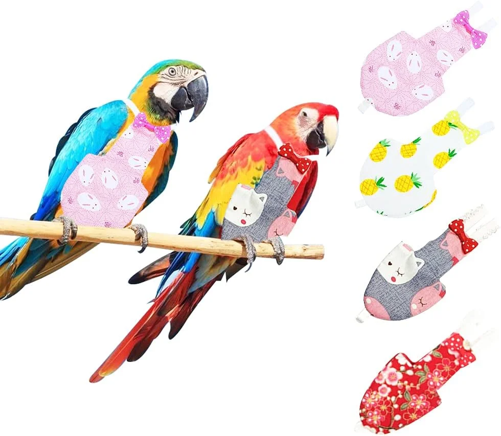 ست چهارتایی پوشک پرنده، قابل شستشو و استفاده مجدد، لباس پرواز نرم پرندگان، لباس محافظ پرنده با لایه داخلی ضد آب برای طوطی ماکائو، باجی و کاکادو ست چهارتایی پوشک پرنده، قابل شستشو و استفاده مجدد، لباس پرواز نرم پرندگان، لباس محافظ پرنده با لایه داخلی ضد آب برای طوطی ماکائو، باجی و کاکادو