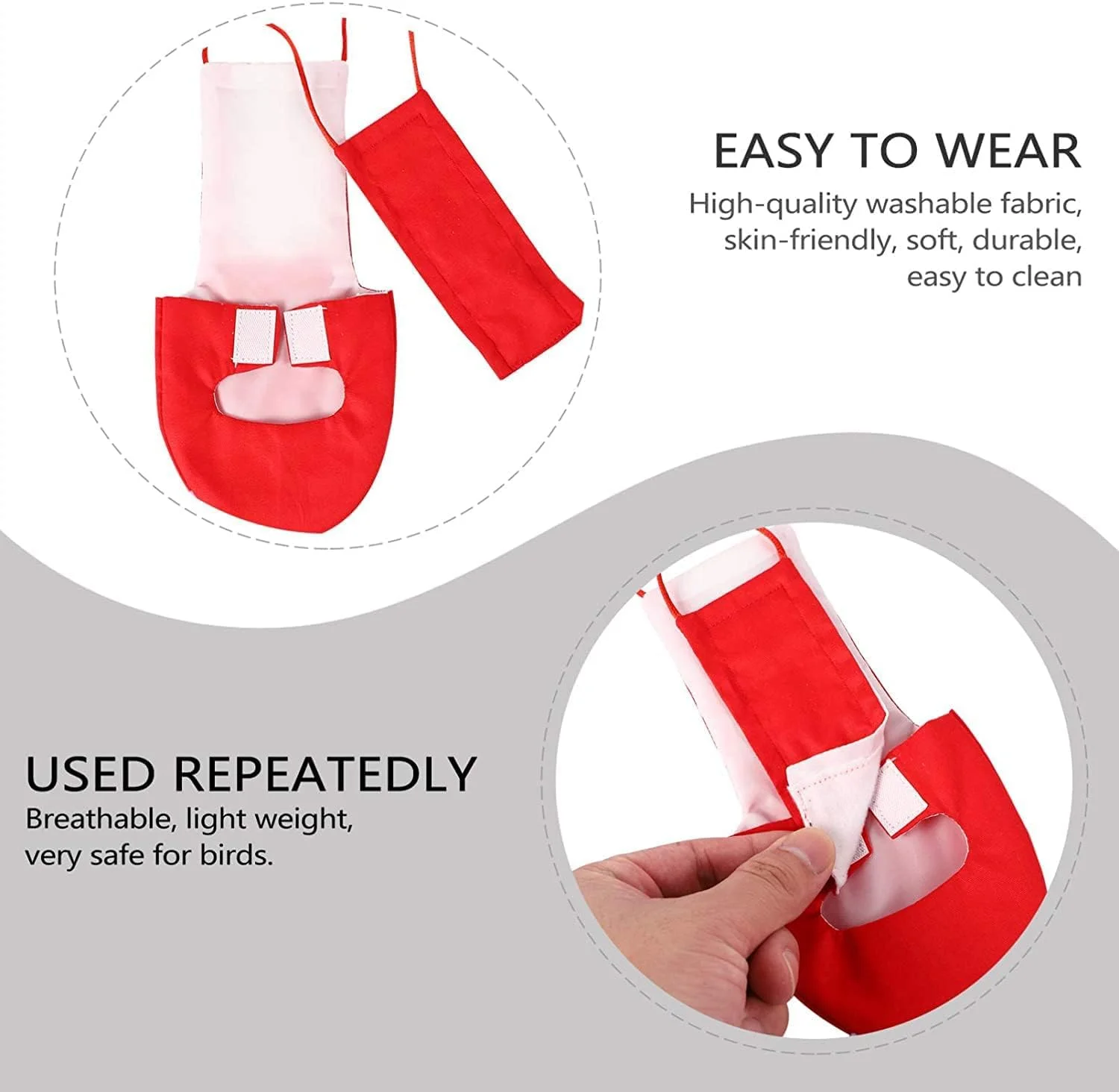 ست 2 عددی پوشک پارچه ای قابل شستشو و استفاده مجدد طوطی و لباس پرواز، لباس پرنده تنفسی برای ماکائو، خاکستری آفریقایی ست 2 عددی پوشک پارچه ای قابل شستشو و استفاده مجدد طوطی و لباس پرواز، لباس پرنده تنفسی برای ماکائو، خاکستری آفریقایی