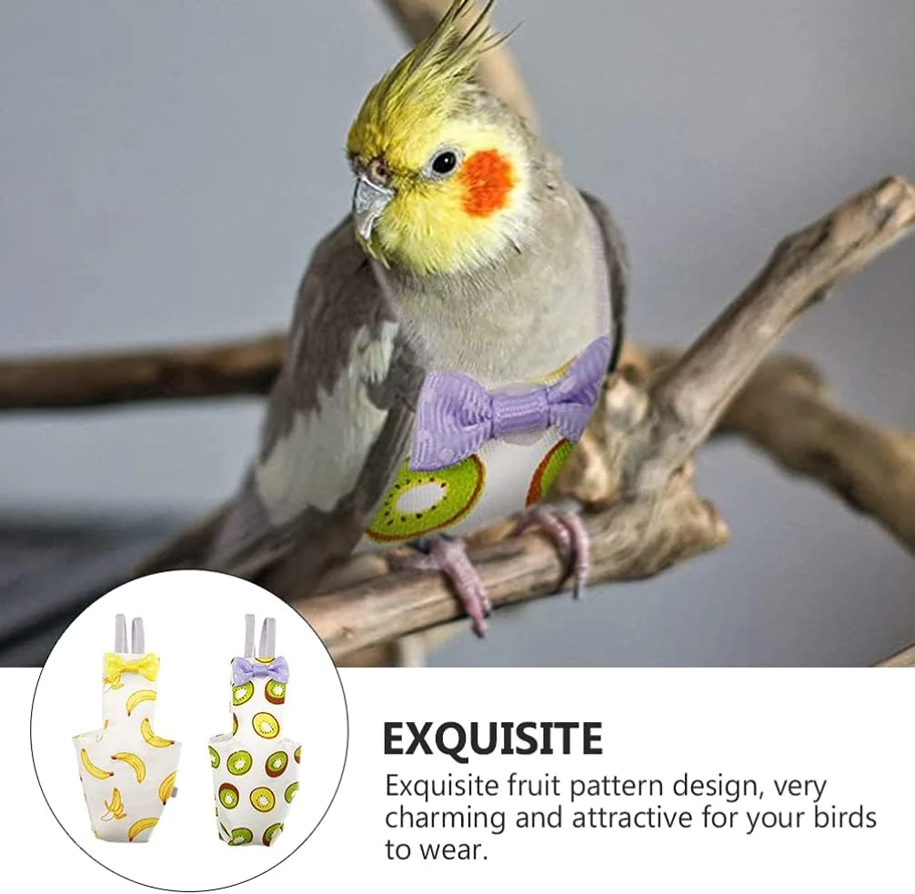 2 عدد پوشک پرنده لباس پرواز طوطی زیبا قابل شستشو و تنفس با پاپیون تزئینی لباس پرندگان خانگی برای مرغ عشق و عروس هلندی