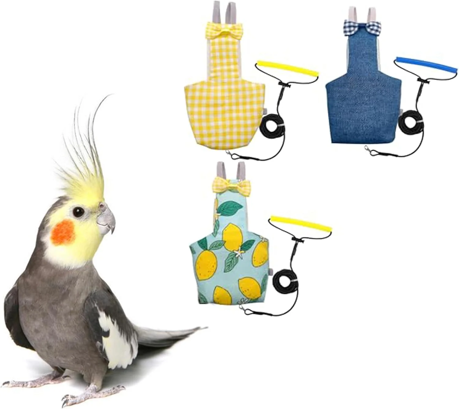 لباس پرواز با پوشک پرنده VANFAVORI به همراه طناب پرواز 80 اینچی برای طوطی ها، کانور، عروس هلندی، پرندگان خانگی با وزن 80-105 گرم، 3 تکه شامل سه افسار و سه پد پنبه ای لباس پرواز با پوشک پرنده VANFAVORI به همراه طناب پرواز 80 اینچی برای طوطی ها، کانور، عروس هلندی، پرندگان خانگی با وزن 80-105 گرم، 3 تکه شامل سه افسار و سه پد پنبه ای