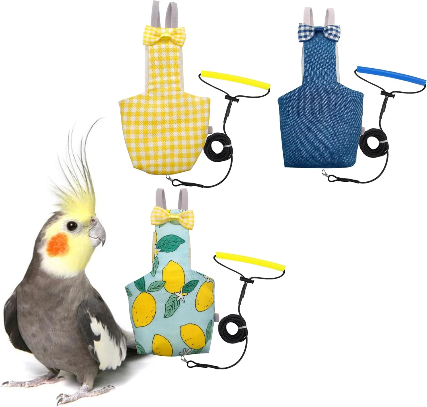 لباس پرواز با پوشک پرنده VANFAVORI به همراه طناب پرواز 80 اینچی برای طوطی ها، کانور، عروس هلندی، پرندگان خانگی با وزن 80-105 گرم، 3 تکه شامل سه افسار و سه پد پنبه ای لباس پرواز با پوشک پرنده VANFAVORI به همراه طناب پرواز 80 اینچی برای طوطی ها، کانور، عروس هلندی، پرندگان خانگی با وزن 80-105 گرم، 3 تکه شامل سه افسار و سه پد پنبه ای