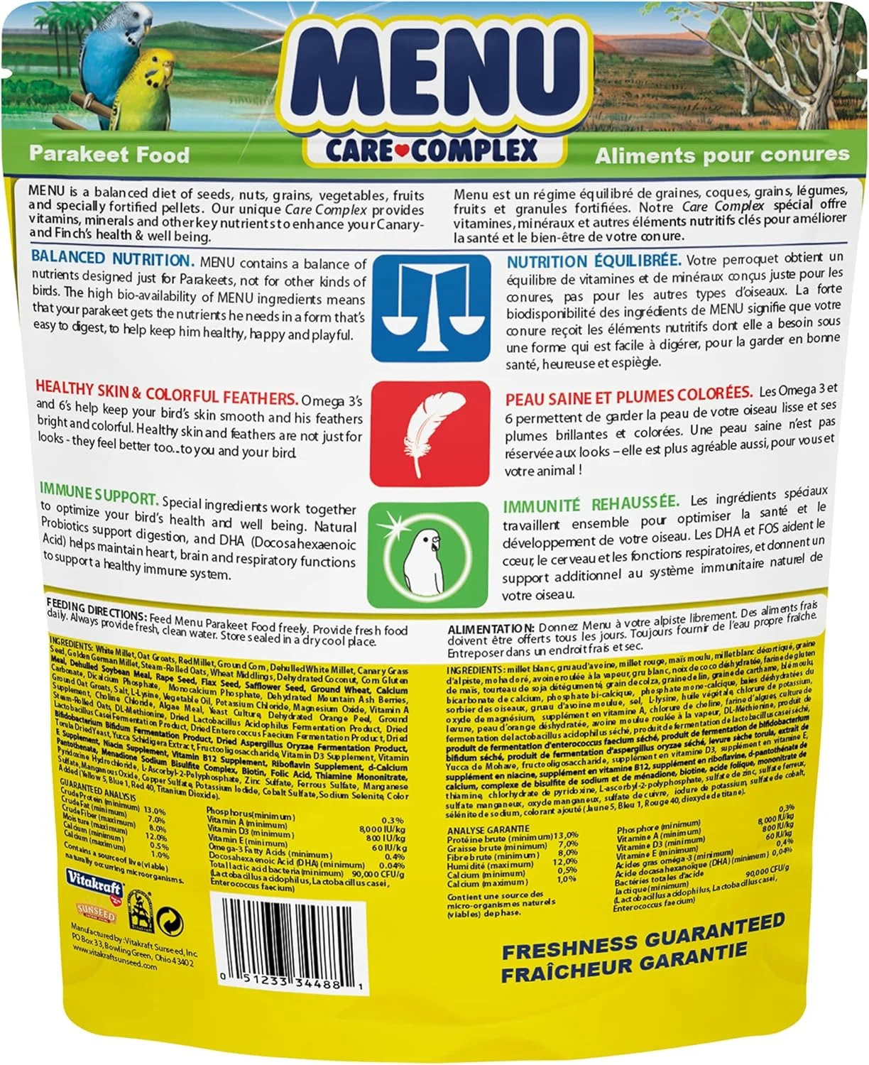 غذای پرنده ویتامین دار ویتاکرافت منو پریمیوم برای مرغ عشق غذای پرنده ویتامین دار ویتاکرافت منو پریمیوم برای مرغ عشق