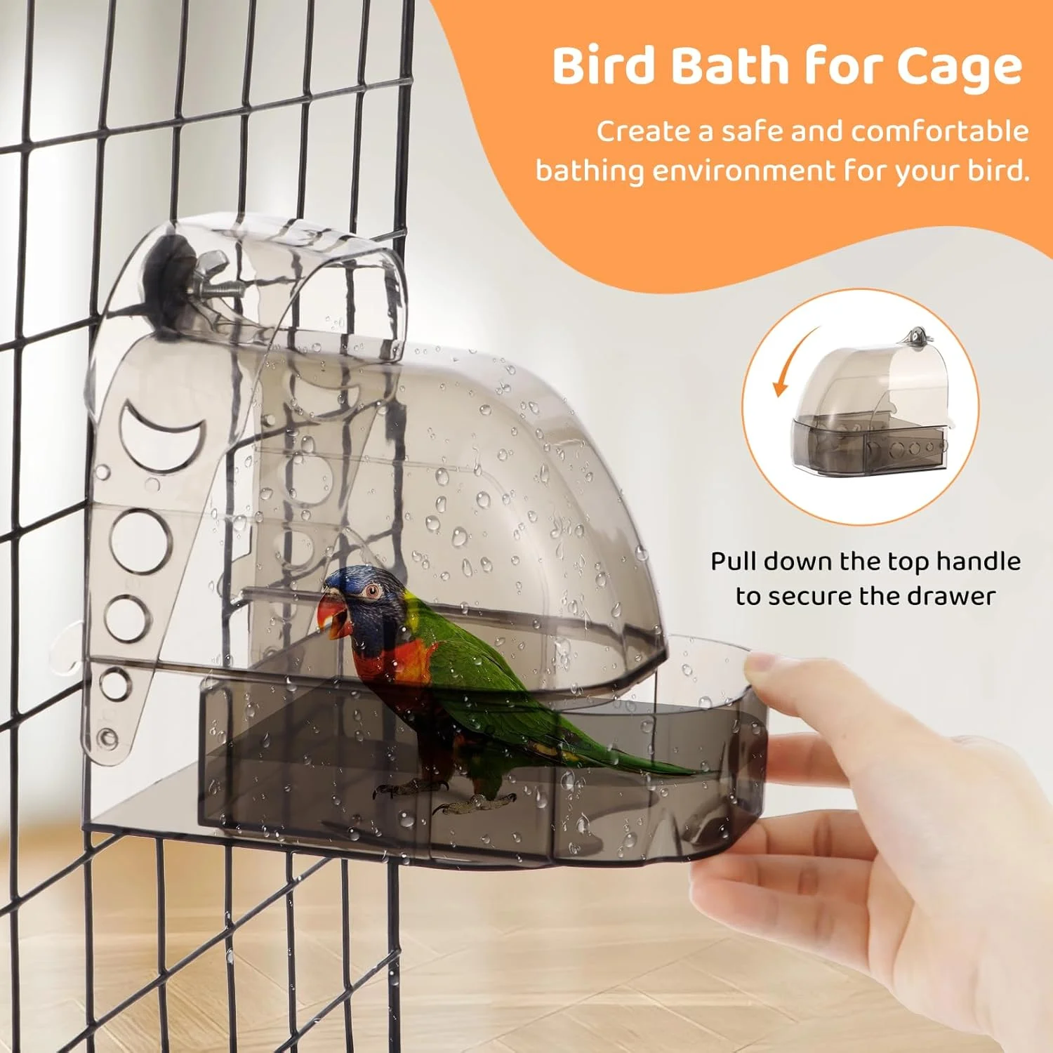ظرف حمام پرنده Tideme، مناسب برای قفس پرندگان ظرف حمام پرنده Tideme، مناسب برای قفس پرندگان