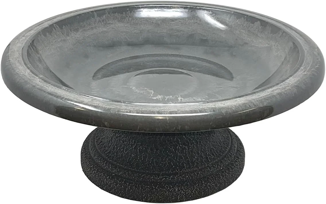 حمام پرنده خاک فیبری Tierra Garden Birds and Beyond، کاسه پرنده براق با پایه کم ارتفاع مات (خاکستری خنک)