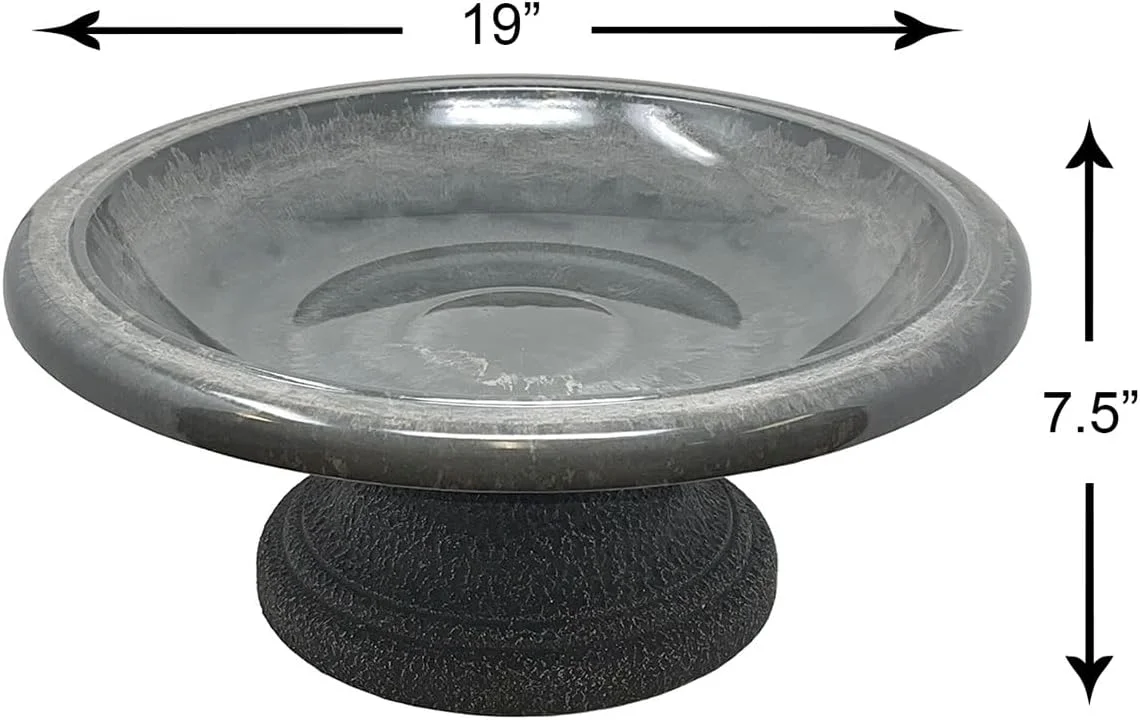 حمام پرنده خاک فیبری Tierra Garden Birds and Beyond، کاسه پرنده براق با پایه کم ارتفاع مات (خاکستری خنک)
