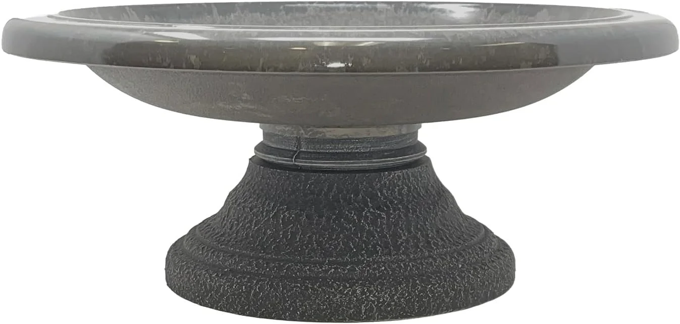 حمام پرنده خاک فیبری Tierra Garden Birds and Beyond، کاسه پرنده براق با پایه کم ارتفاع مات (خاکستری خنک)