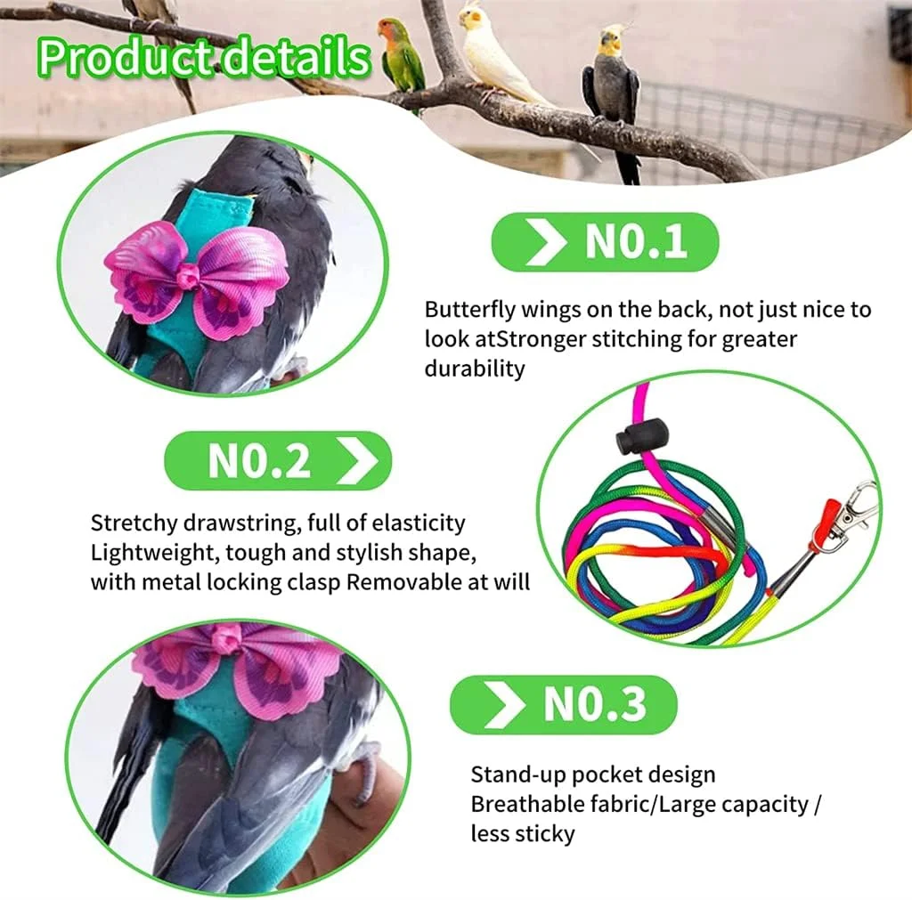 لباس پرواز طوطی SYOSI همراه با افسار و بند، لباس پرنده، پوشک قابل شستشو برای بازیابی طوطی های کوچک و متوسط، عروس هلندی، سایز M