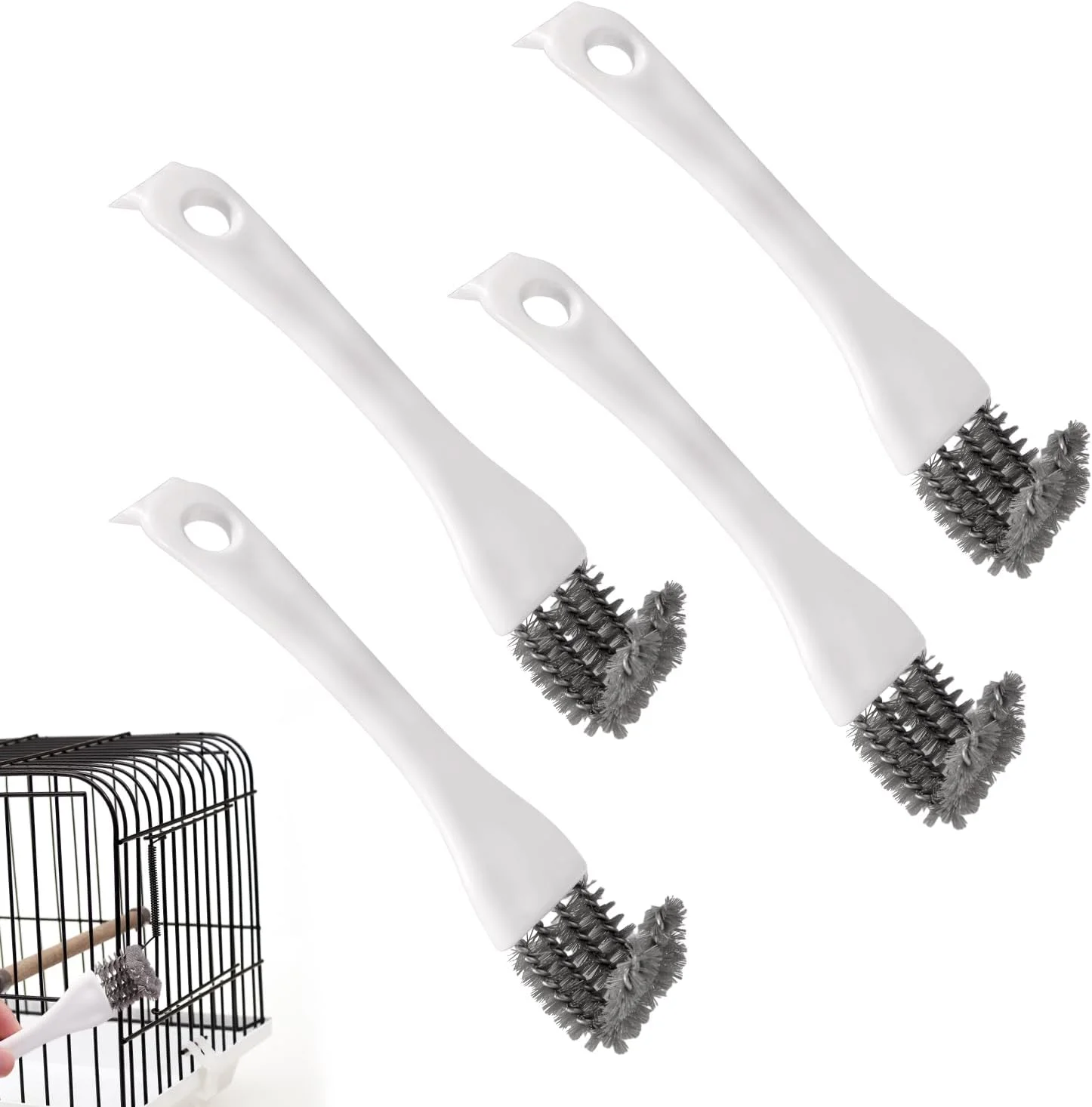 ست 4 عددی برس تمیز کننده قفس پرنده با دسته بلند، برس تمیز کننده قفس پرنده از جنس استیل ضد زنگ، لوازم کارآمد برای تمیز کردن فضولات طوطی، مناسب برای مرغ عشق، عروس هلندی و حیوانات خانگی کوچک ست 4 عددی برس تمیز کننده قفس پرنده با دسته بلند، برس تمیز کننده قفس پرنده از جنس استیل ضد زنگ، لوازم کارآمد برای تمیز کردن فضولات طوطی، مناسب برای مرغ عشق، عروس هلندی و حیوانات خانگی کوچک