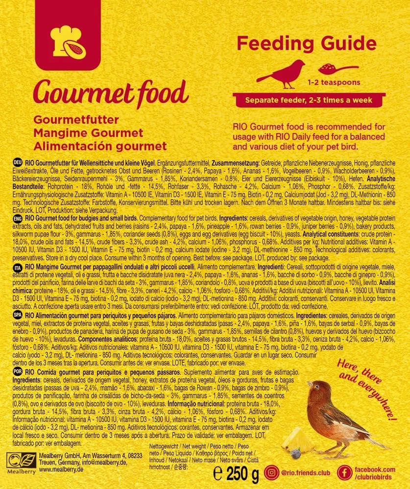 غذای لذیذ ریو مخصوص مرغ عشق و پرندگان کوچک 250 گرم غذای لذیذ ریو مخصوص مرغ عشق و پرندگان کوچک 250 گرم
