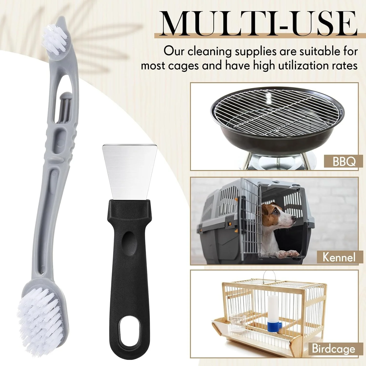 تمیز کننده قفس پرنده Teenyyou با دو برس، کاردک تمیز کننده فضولات پرنده از جنس استیل ضد زنگ، ابزار دسته بلند برای تمیز کردن قفس های طوطی و سایر حیوانات خانگی تمیز کننده قفس پرنده Teenyyou با دو برس، کاردک تمیز کننده فضولات پرنده از جنس استیل ضد زنگ، ابزار دسته بلند برای تمیز کردن قفس های طوطی و سایر حیوانات خانگی