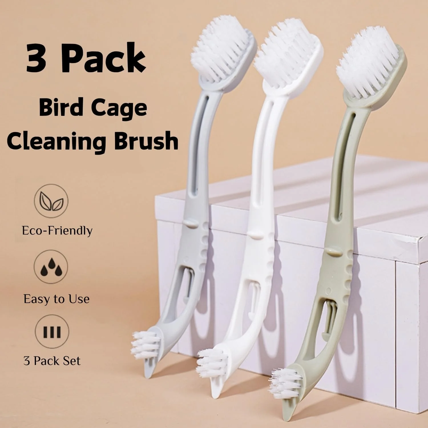 مجموعه 3 عددی برس تمیز کننده قفس پرنده SEZDEKI با دو سر برس و دسته بلند، مناسب برای قفس پرندگان، قفس حیوانات خانگی و میله های نشیمن مجموعه 3 عددی برس تمیز کننده قفس پرنده SEZDEKI با دو سر برس و دسته بلند، مناسب برای قفس پرندگان، قفس حیوانات خانگی و میله های نشیمن