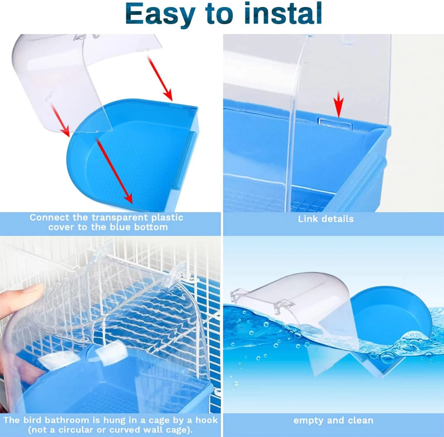 حمام پرنده فنری X، جعبه دوش طوطی، 2 عدد، جعبه حمام پرنده آویز با سوراخ تزریق آب، وان حمام پرنده برای پرندگان کوچک، حمام پرنده برای قفس حمام پرنده فنری X، جعبه دوش طوطی، 2 عدد، جعبه حمام پرنده آویز با سوراخ تزریق آب، وان حمام پرنده برای پرندگان کوچک، حمام پرنده برای قفس