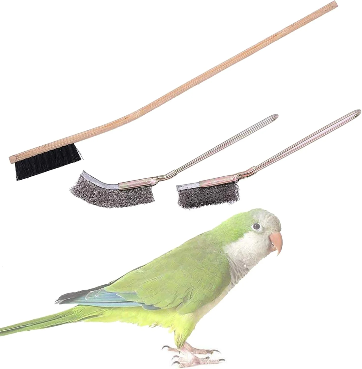 مجموعه برس تمیز کننده قفس پرنده رویالید، برس های تمیز کننده با دسته بلند، 3 تکه، استیل ضد زنگ برای حیوانات خانگی کوچک مجموعه برس تمیز کننده قفس پرنده رویالید، برس های تمیز کننده با دسته بلند، 3 تکه، استیل ضد زنگ برای حیوانات خانگی کوچک