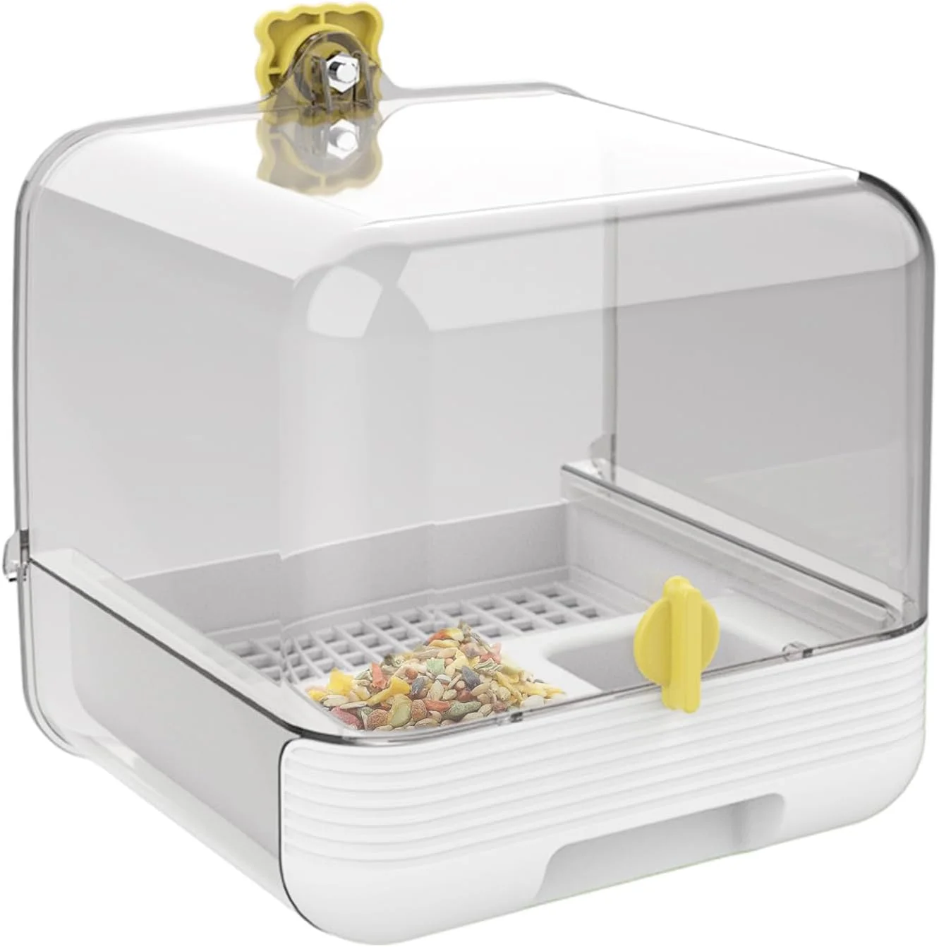 حمام پرنده برای قفس | دانخوری کشویی کوکاتیل | کاسه شفاف 2 در 1، وان حمام با قابلیت تمیز کردن سریع، دانخوری برای حیاط، باغ، فضای باز، حیوانات خانگی، فضای داخلی