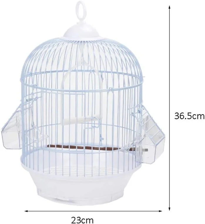 قفس پرنده پیاولینگ، قفس پرندگان فلزی کوچک، خانه حیوانات خانگی گرد برای مرغ عشق، فنچ، قناری و سایر پرندگان با اندازه مشابه، سفید و بادوام