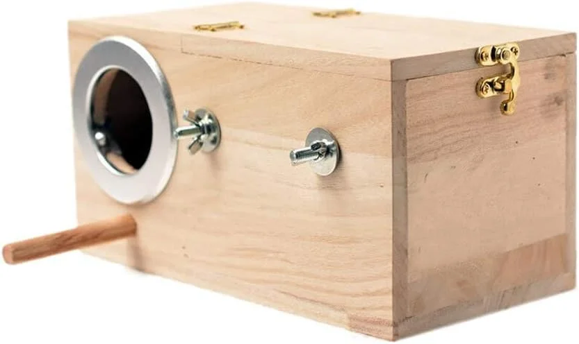 جعبه پرورش طوطی قفس پرنده PIAOLING، لانه پرنده چوبی جامد خانه قفس پرندگان برای کوکاتیل، مرغ عشق، باجی، فنچ، قناری بادوام (اندازه: کوچک)