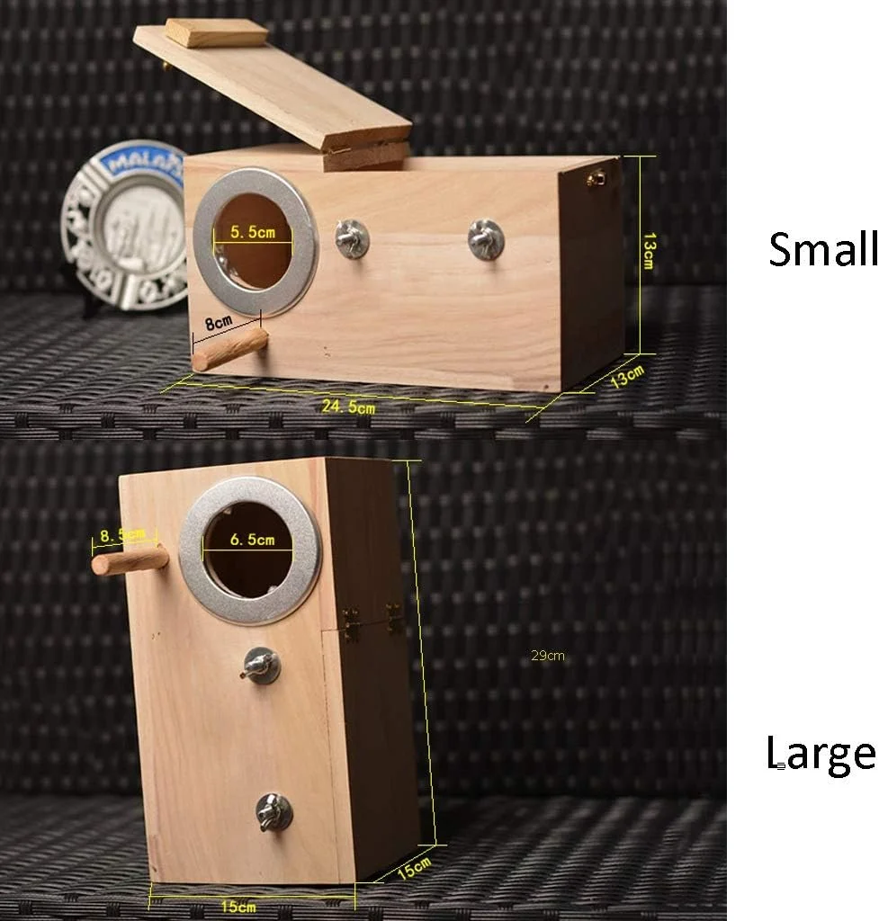 جعبه پرورش طوطی قفس پرنده PIAOLING، لانه پرنده چوبی جامد خانه قفس پرندگان برای کوکاتیل، مرغ عشق، باجی، فنچ، قناری بادوام (اندازه: کوچک)