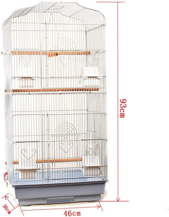 قفس پرنده فلزی قابل مونتاژ PIAOLING، ویلای بزرگ پرندگان، خانه پرنده مرتفع، قفس پرنده برای توکا، مرغ عشق، عروس هلندی، مرغ عشق بادوام (رنگ: سفید)