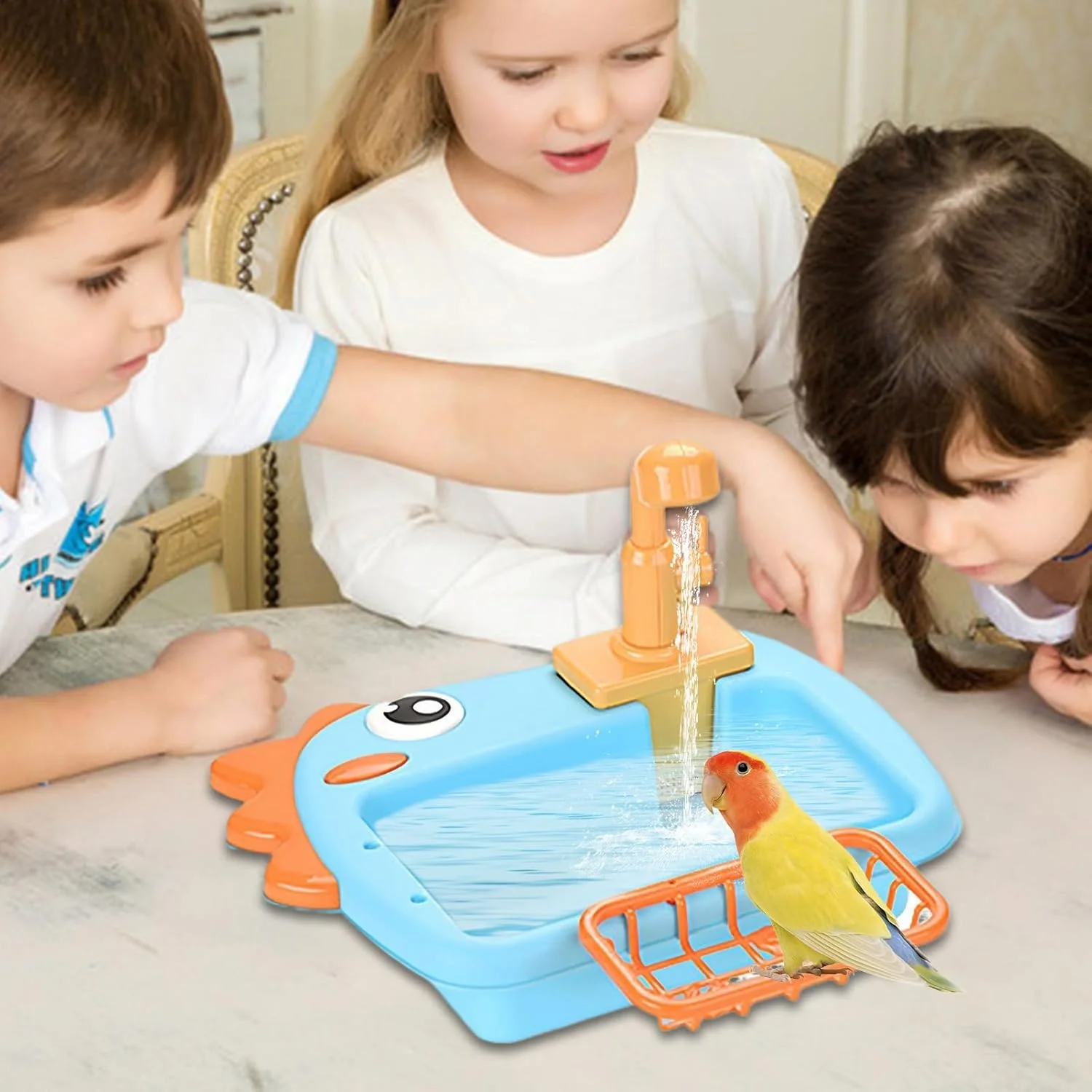 دوش طوطی - حمام پرنده قابل تنظیم | وان حمام حیوانات خانگی با شیر آب اتوماتیک برای حیاط خانه، ایوان، پارک، باغ، بالکن، پاسیو، فضای باز