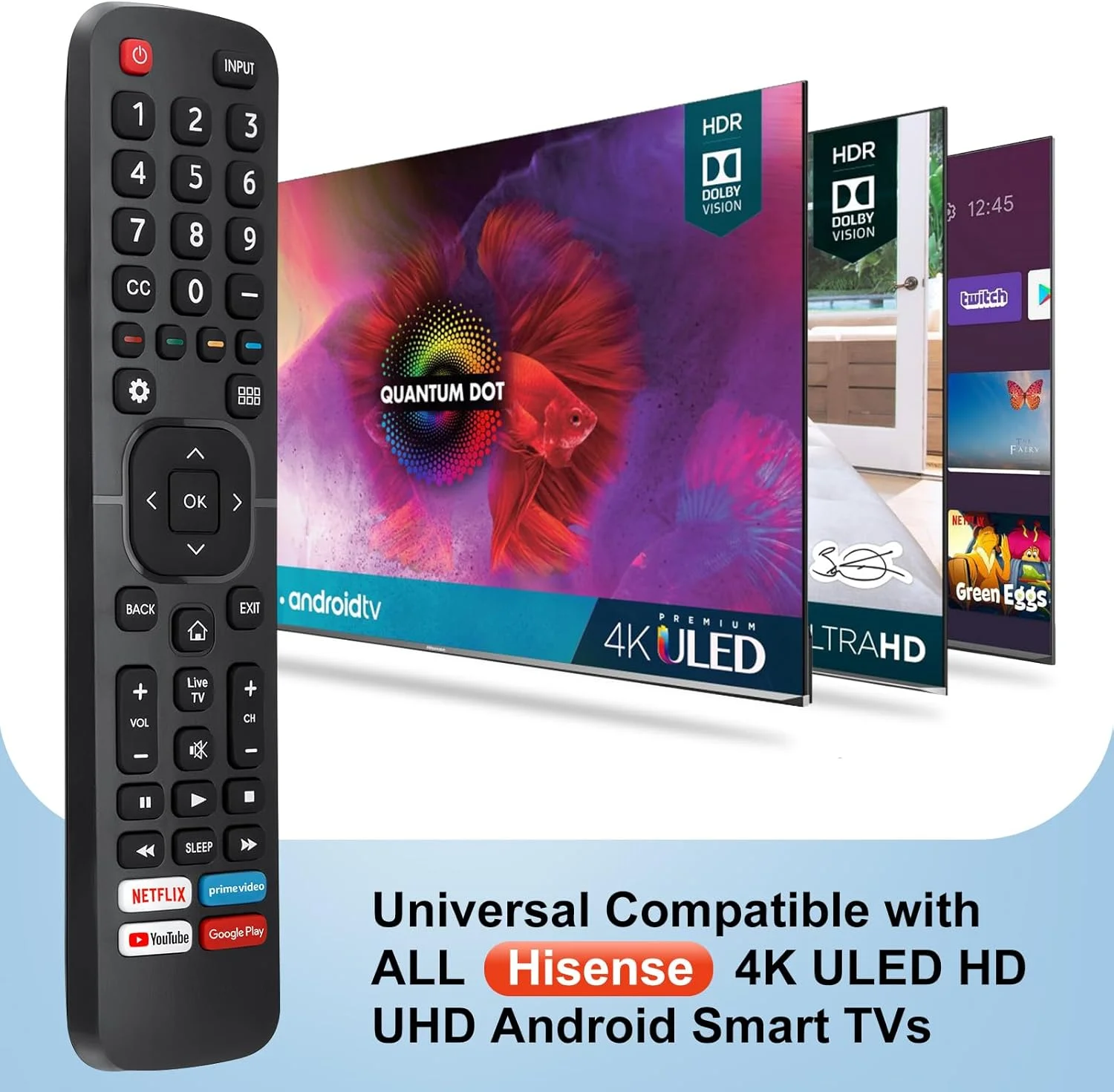 ریموت کنترل یونیورسال YOSUN برای تلویزیون های هوشمند Hisense Sharp، ریموت جایگزین برای تمام تلویزیون های هوشمند LED LCD Hisense Sharp مدل های ERF2G60H EN2A27 EN2BK27S