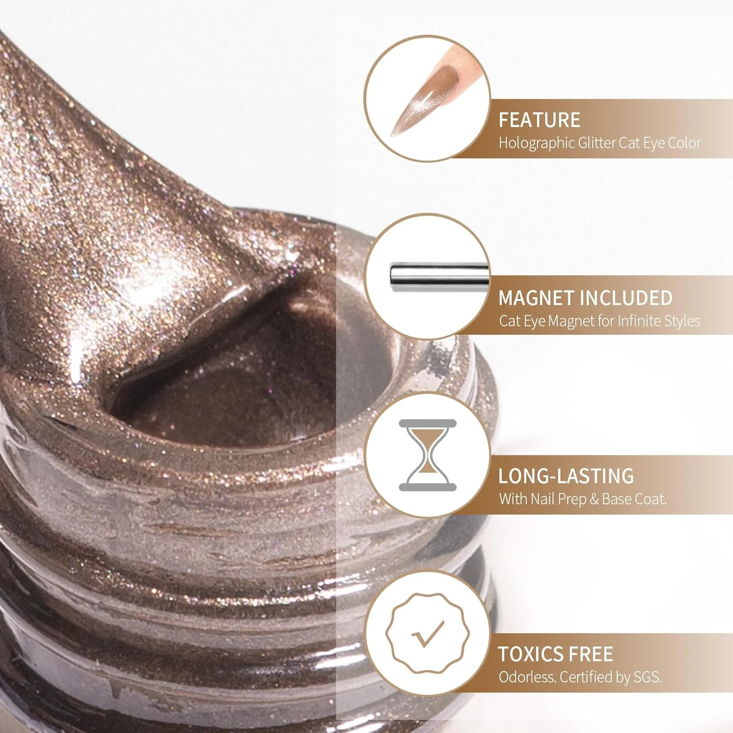 لاک ژل چشم گربه ای مایچائو 15 میلی لیتر، 1 عدد لاک ناخن مغناطیسی رنگ بدن، لاک ژل چشم گربه ای هولوگرافیک برای طراحی ناخن، مانیکور سالنی، مناسب استفاده در منزل