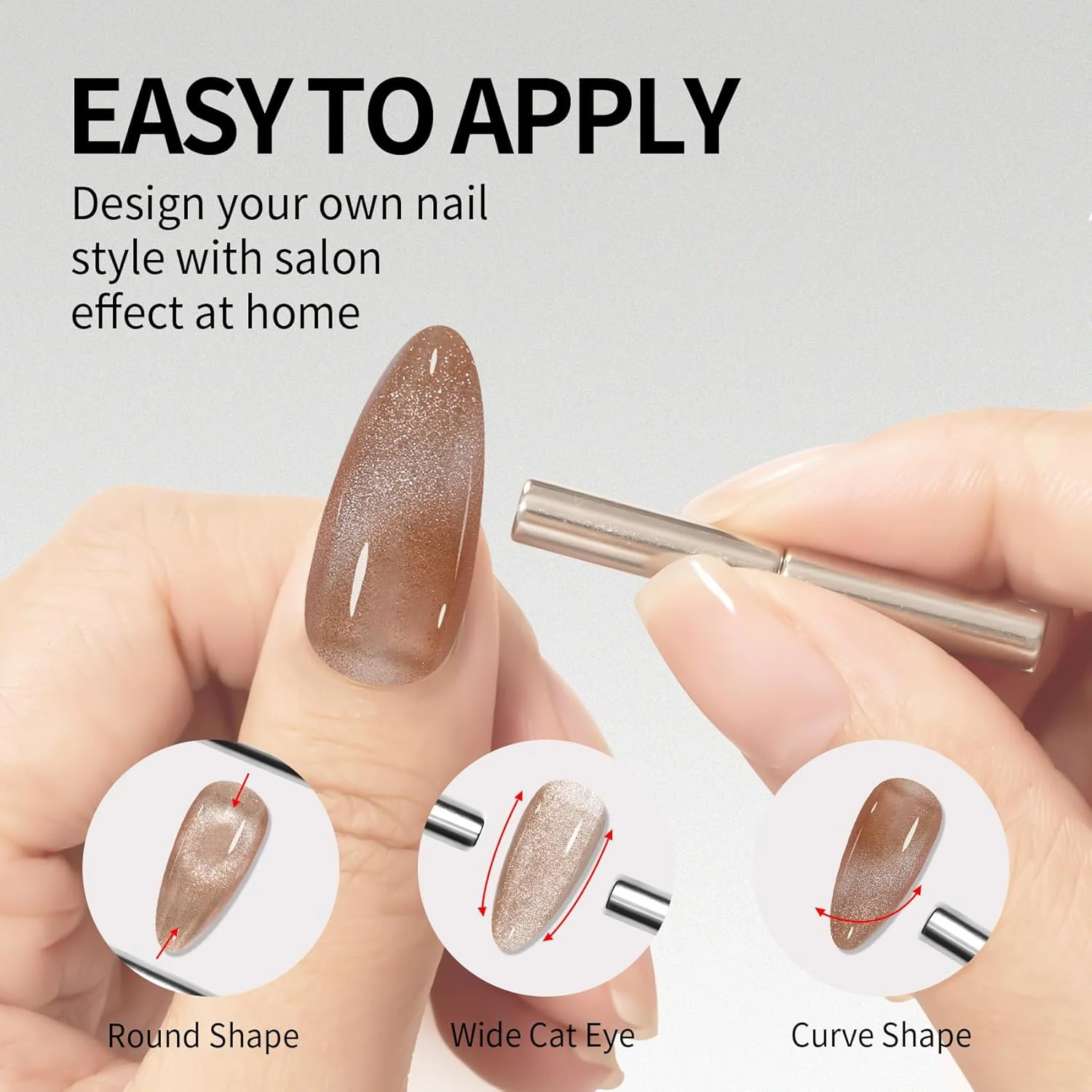 لاک ژل چشم گربه ای مایچائو 15 میلی لیتر، 1 عدد لاک ناخن مغناطیسی رنگ بدن، لاک ژل چشم گربه ای هولوگرافیک برای طراحی ناخن، مانیکور سالنی، مناسب استفاده در منزل