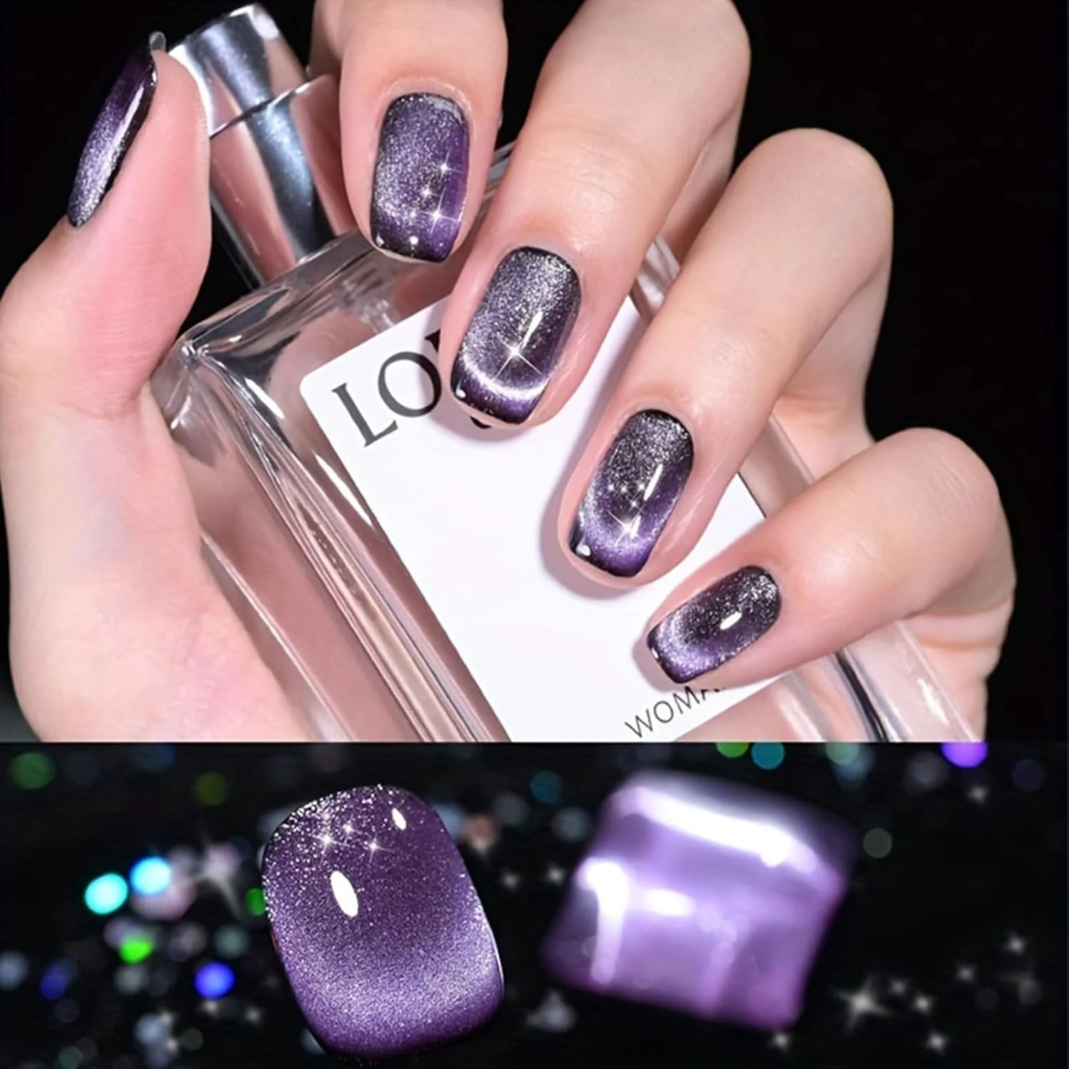 ست لاک ژل چشم گربه ای 6 عددی، لاک ژل اکلیلی 6 رنگ، لاک ژل مغناطیسی بازتابنده هولوگرافیک 8 میلی لیتری، لاک ژل UV LED با چوب آهنربا برای طراحی ناخن، مانیکور سالنی، DIY در خانه