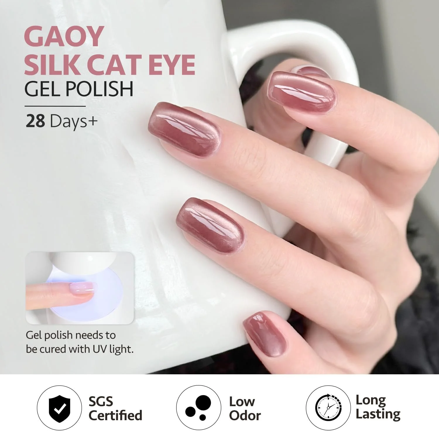 مجموعه لاک ژل چشم گربه ای صورتی نقره ای GAOY با آهنربا برای چشم گربه ای اکلیلی هولوگرافیک، مانیکور ژلی سالنی و طراحی ناخن DIY در خانه مجموعه لاک ژل چشم گربه ای صورتی نقره ای GAOY با آهنربا برای چشم گربه ای اکلیلی هولوگرافیک، مانیکور ژلی سالنی و طراحی ناخن DIY در خانه