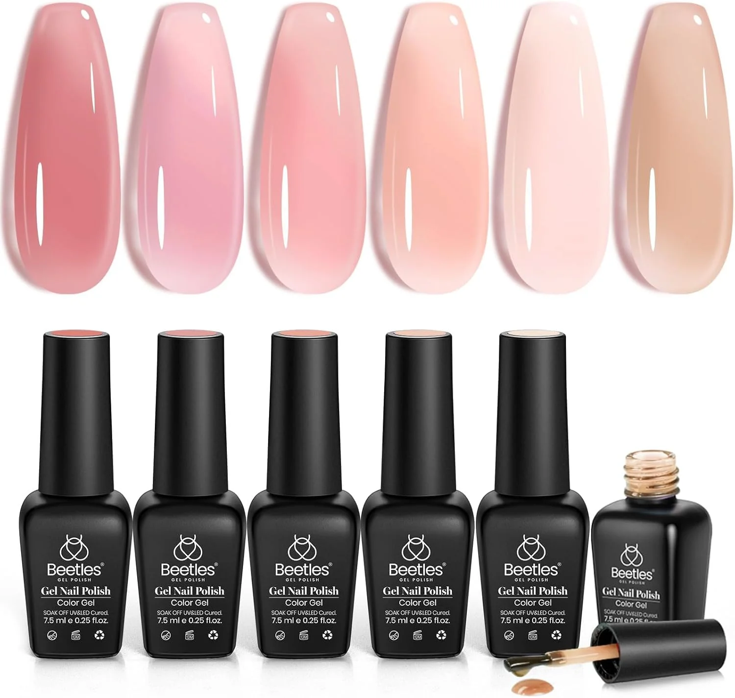 ست لاک ژل ژله ای بیتلز، کیت لاک ژل 6 رنگ، طراحی ناخن صورتی خنثی و برهنه، کیت ژل شفاف و نیمه شفاف، لاک ژل خیس خورده، قابل استفاده با لامپ UV، هدیه مانیکور ناخن برای زنان ست لاک ژل ژله ای بیتلز، کیت لاک ژل 6 رنگ، طراحی ناخن صورتی خنثی و برهنه، کیت ژل شفاف و نیمه شفاف، لاک ژل خیس خورده، قابل استفاده با لامپ UV، هدیه مانیکور ناخن برای زنان