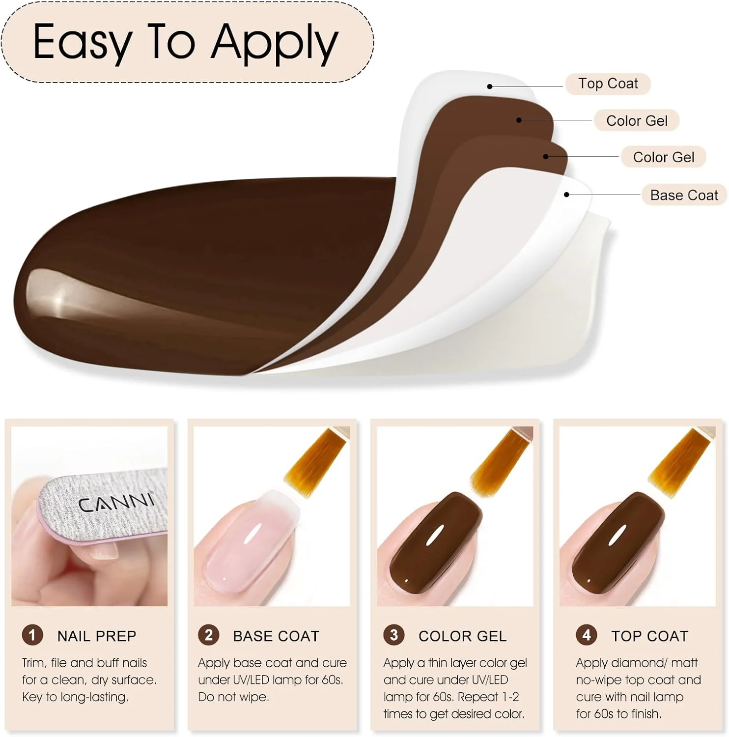 لاک ژل قهوه ای تیره CANNI، 1 عدد لاک ژل قهوه ای، لاک ژل قهوه ای ایرلندی، لاک ناخن ژلی براق، لاک ژل یو وی، مانیکور ناخن فرانسوی، مناسب برای سالن و استفاده شخصی لاک ژل قهوه ای تیره CANNI، 1 عدد لاک ژل قهوه ای، لاک ژل قهوه ای ایرلندی، لاک ناخن ژلی براق، لاک ژل یو وی، مانیکور ناخن فرانسوی، مناسب برای سالن و استفاده شخصی