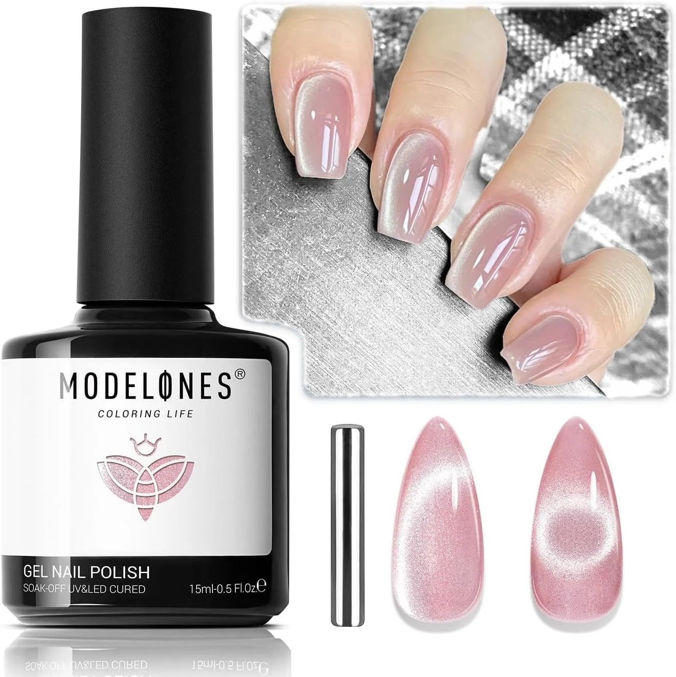 لاک ژل چشم گربه ای مدلونز، 15 میل، چشم گربه ای صورتی با آهنربا، لاک ژل ولنتاین صورتی، شیمر نقره ای، ژل مغناطیسی بازتابنده نیمه شفاف خیساندنی برای زنان و دختران لاک ژل چشم گربه ای مدلونز، 15 میل، چشم گربه ای صورتی با آهنربا، لاک ژل ولنتاین صورتی، شیمر نقره ای، ژل مغناطیسی بازتابنده نیمه شفاف خیساندنی برای زنان و دختران