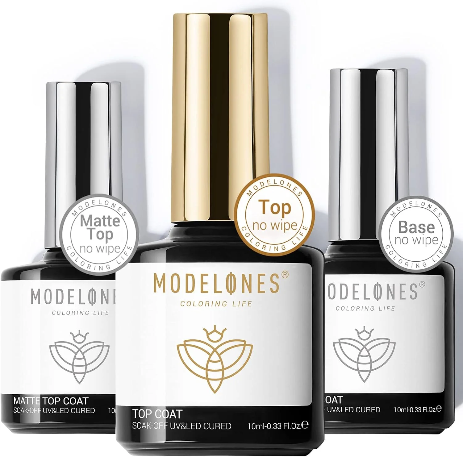 ست لاک ژل بیس کت و تاپ کت مدلونز، 3 عدد 10 میلی لیتر تاپ کت مات و براق بدون نیاز به دستمال، جلوه های براق و مات با ماندگاری بالا، مناسب برای استفاده در خانه ست لاک ژل بیس کت و تاپ کت مدلونز، 3 عدد 10 میلی لیتر تاپ کت مات و براق بدون نیاز به دستمال، جلوه های براق و مات با ماندگاری بالا، مناسب برای استفاده در خانه