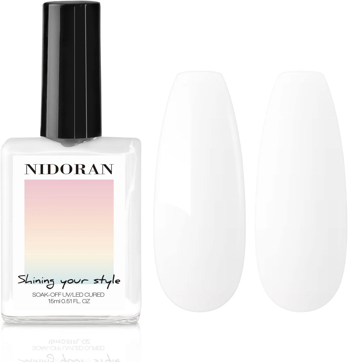 لاک ژل سفید نیتاکو، 15 میلی لیتر، لاک ژل خیساندنی، مناسب برای لامپ LED، مناسب برای مانیکور، طراحی ناخن، مناسب برای استفاده در سالن یا خانه