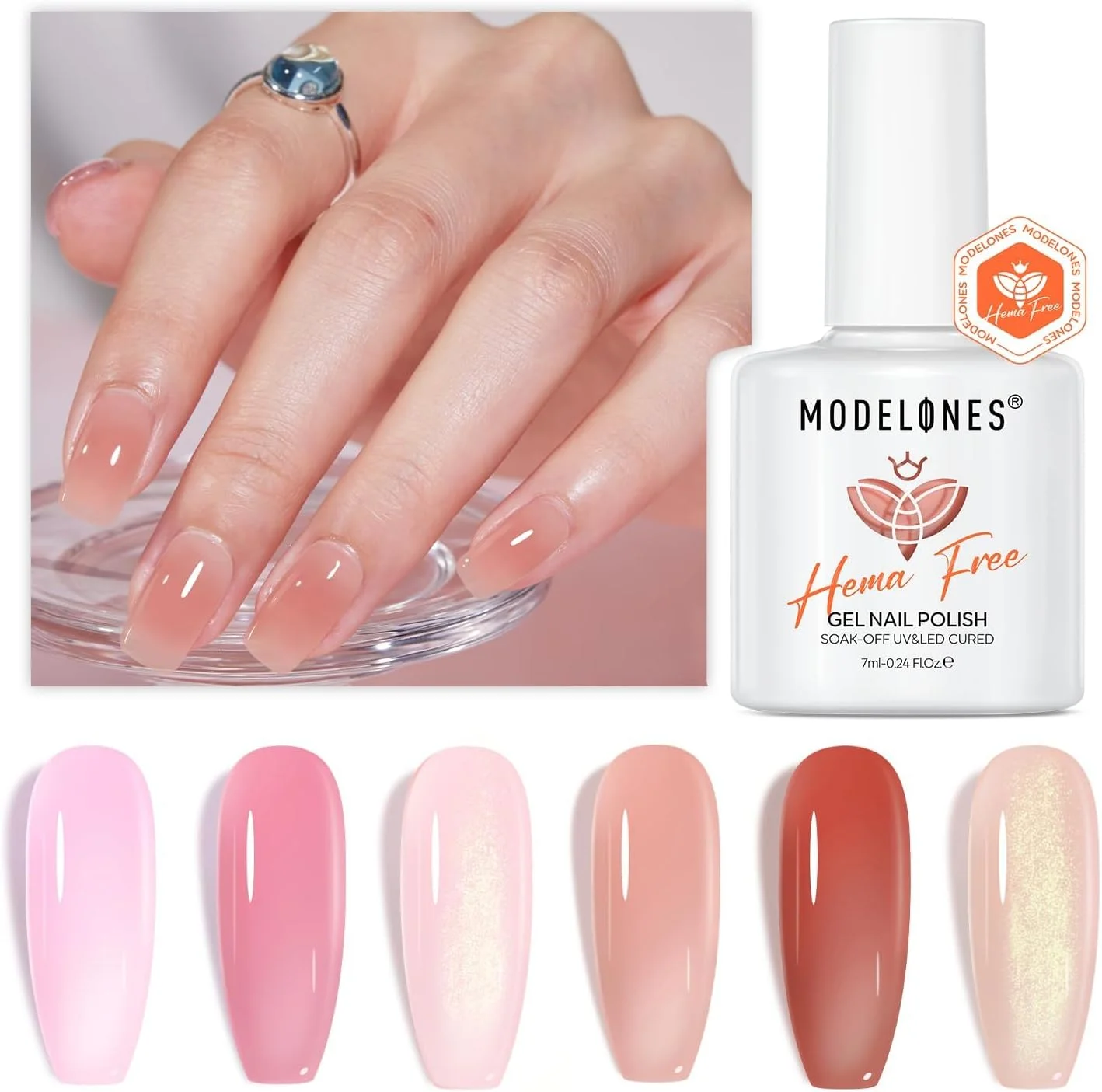 لاک ژل بدون Hema مدلونز، 6 رنگ لاک ژل ژله ای صورتی هلویی، طراحی ناخن خنثی، لاک ژل نیمه شفاف، ست لاک ژل خیساندنی، مناسب برای استفاده در خانه توسط خانم ها لاک ژل بدون Hema مدلونز، 6 رنگ لاک ژل ژله ای صورتی هلویی، طراحی ناخن خنثی، لاک ژل نیمه شفاف، ست لاک ژل خیساندنی، مناسب برای استفاده در خانه توسط خانم ها