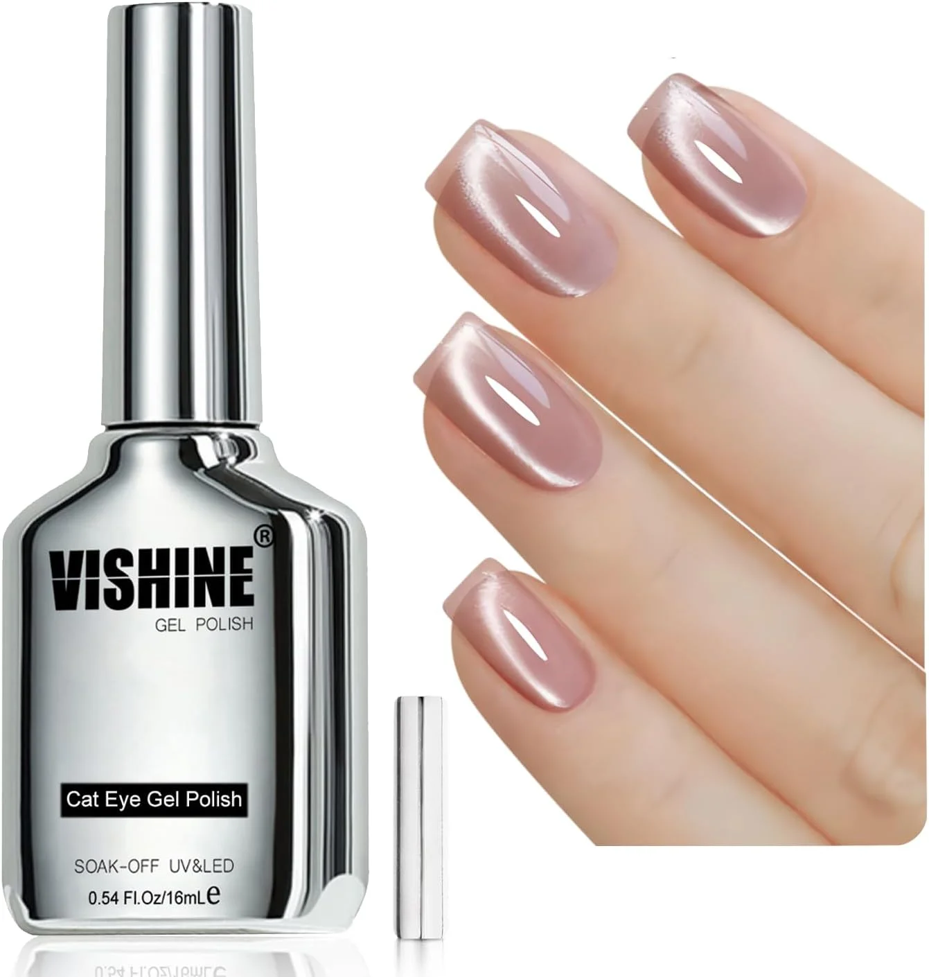 لاک ژل چشم گربه ای یخی ویشین 16 میلی لیتری با افکت چشم گربه ای، پولک های هولوگرافیک، شفاف، مناسب خیساندن، طراحی ناخن مغناطیسی، صورتی MY400 لاک ژل چشم گربه ای یخی ویشین 16 میلی لیتری با افکت چشم گربه ای، پولک های هولوگرافیک، شفاف، مناسب خیساندن، طراحی ناخن مغناطیسی، صورتی MY400