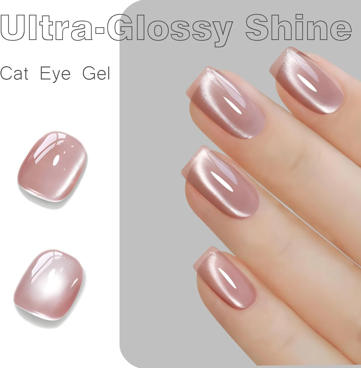لاک ژل چشم گربه ای یخی ویشین 16 میلی لیتری با افکت چشم گربه ای، پولک های هولوگرافیک، شفاف، مناسب خیساندن، طراحی ناخن مغناطیسی، صورتی MY400