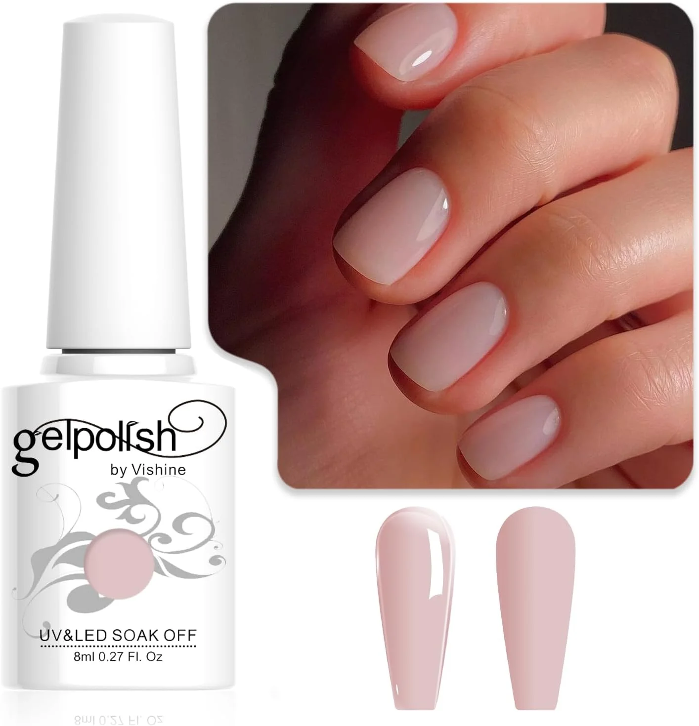 لاک ژل ناخن نیمه شفاف و هلویی ویشین، رنگ صورتی طبیعی ژله ای و نیمه براق، مناسب برای طراحی ناخن و مانیکور فرانسوی در منزل، حجم 8 میلی لیتر لاک ژل ناخن نیمه شفاف و هلویی ویشین، رنگ صورتی طبیعی ژله ای و نیمه براق، مناسب برای طراحی ناخن و مانیکور فرانسوی در منزل، حجم 8 میلی لیتر