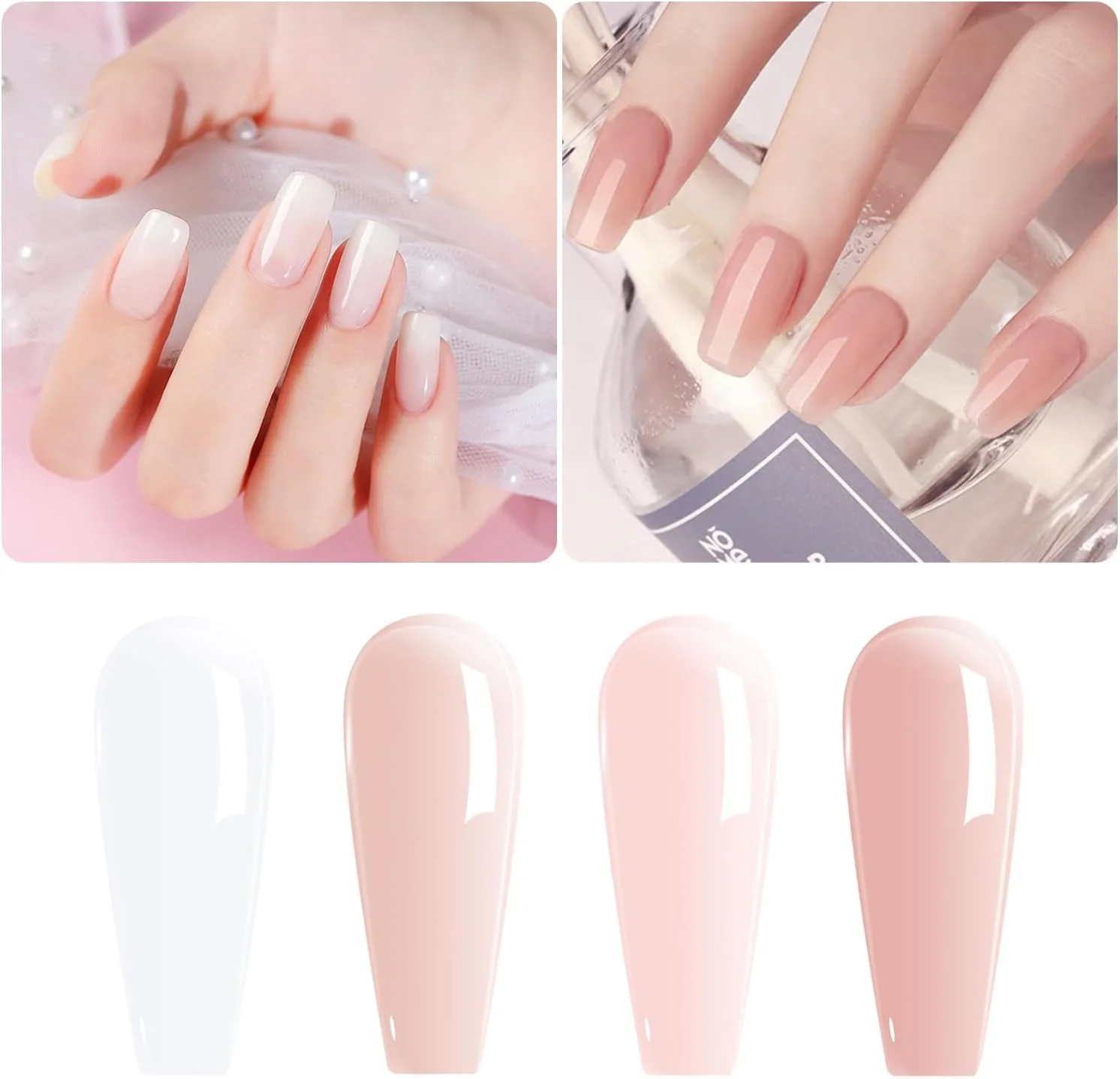 ست لاک ژل 4 عددی ویشاین، رنگ های ژله ای، صورتی کالباسی، شیری، سفید، گل رز، لاک ژل ناخن شفاف، کریستالی، نیمه شفاف، مناسب برای مانیکور فرانسوی، 8 میلی لیتر ست لاک ژل 4 عددی ویشاین، رنگ های ژله ای، صورتی کالباسی، شیری، سفید، گل رز، لاک ژل ناخن شفاف، کریستالی، نیمه شفاف، مناسب برای مانیکور فرانسوی، 8 میلی لیتر