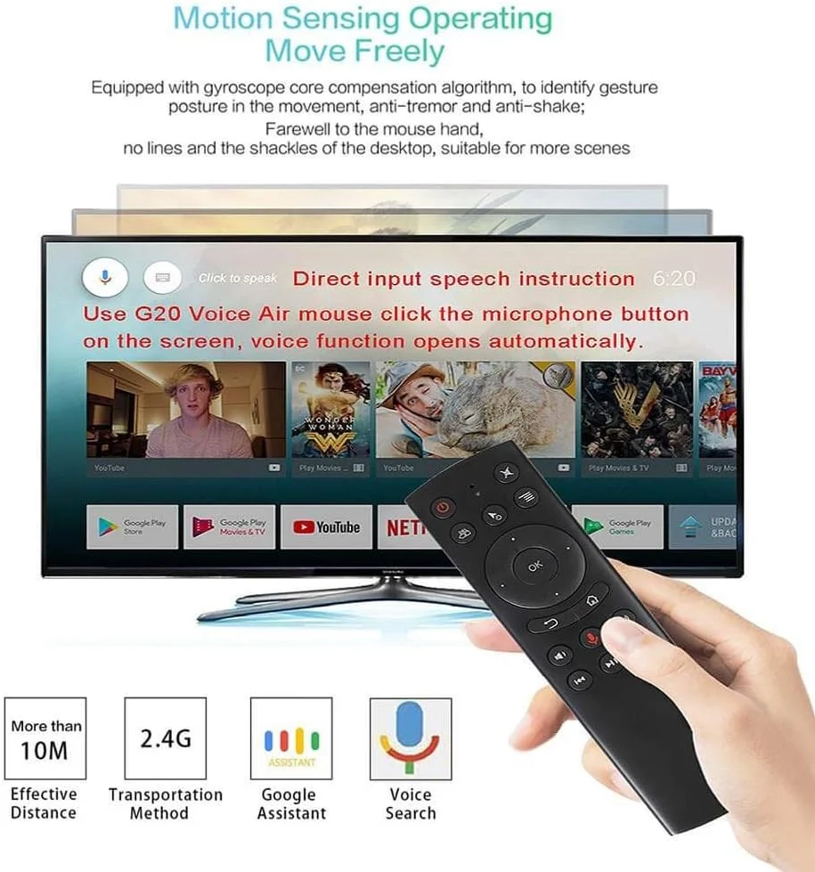 ریموت کنترل WeChip G20 برای Nvidia Shield TV، کنترل صوتی بی سیم 2.4G، موس هوایی حسگر برای جعبه تلویزیون اندرویدی PC