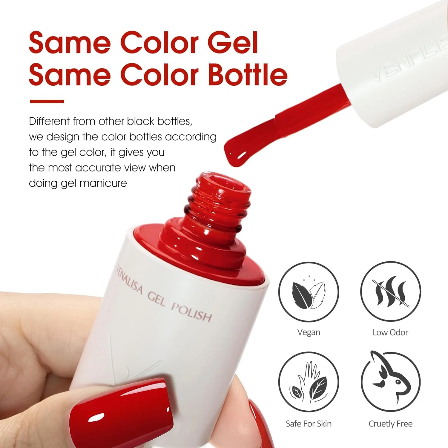 لاک ژل قرمز ونالیزا، 1 عدد 10 میلی لیتر، لاک ژل UV، مناسب برای مانیکور سالنی، طراحی ناخن DIY در خانه برای دختران و زنان