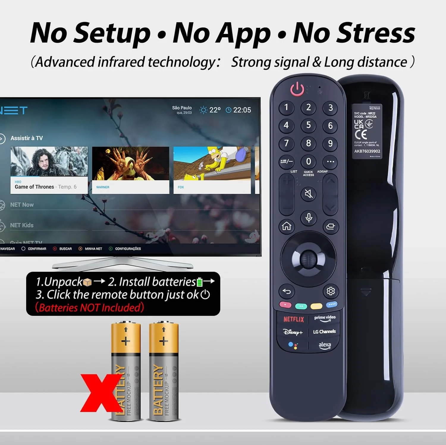 ریموت کنترل جهانی WDZP IR (بدون صدا) برای تلویزیون های ال جی UHD OLED QNED NanoCell 4K 8K مدل های 2017-2023