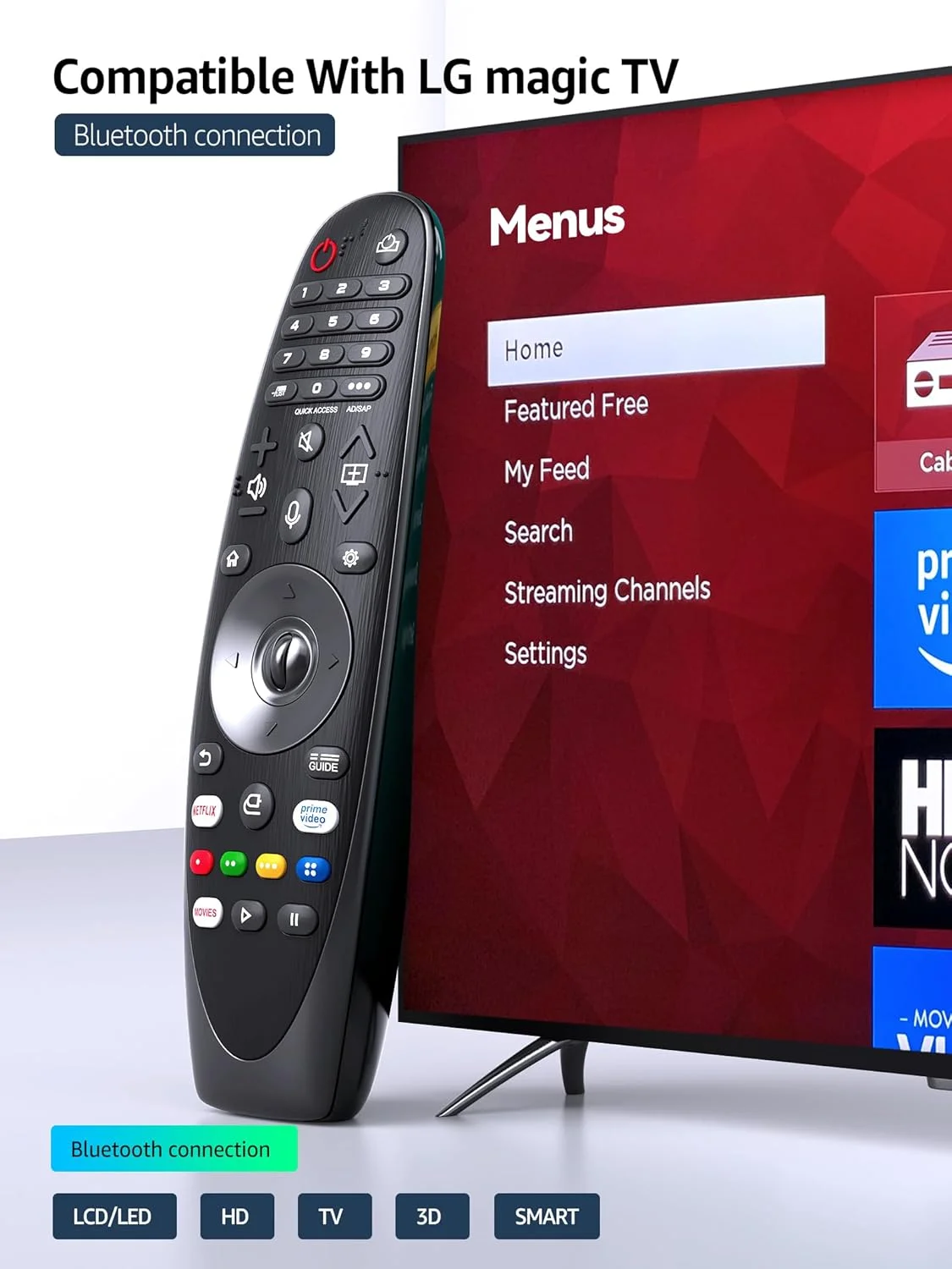 ریموت کنترل جادویی صوتی جایگزین WDZP AN-MR18BA برای تمام تلویزیون های هوشمند 4K UHD ال جی 2018 با دکمه های نتفلیکس و آمازون OLED65W8PUA OLED77W8PUA OLED43W8PUA OLED49W8PUA OLED50W8PUA OLED55W8PUA